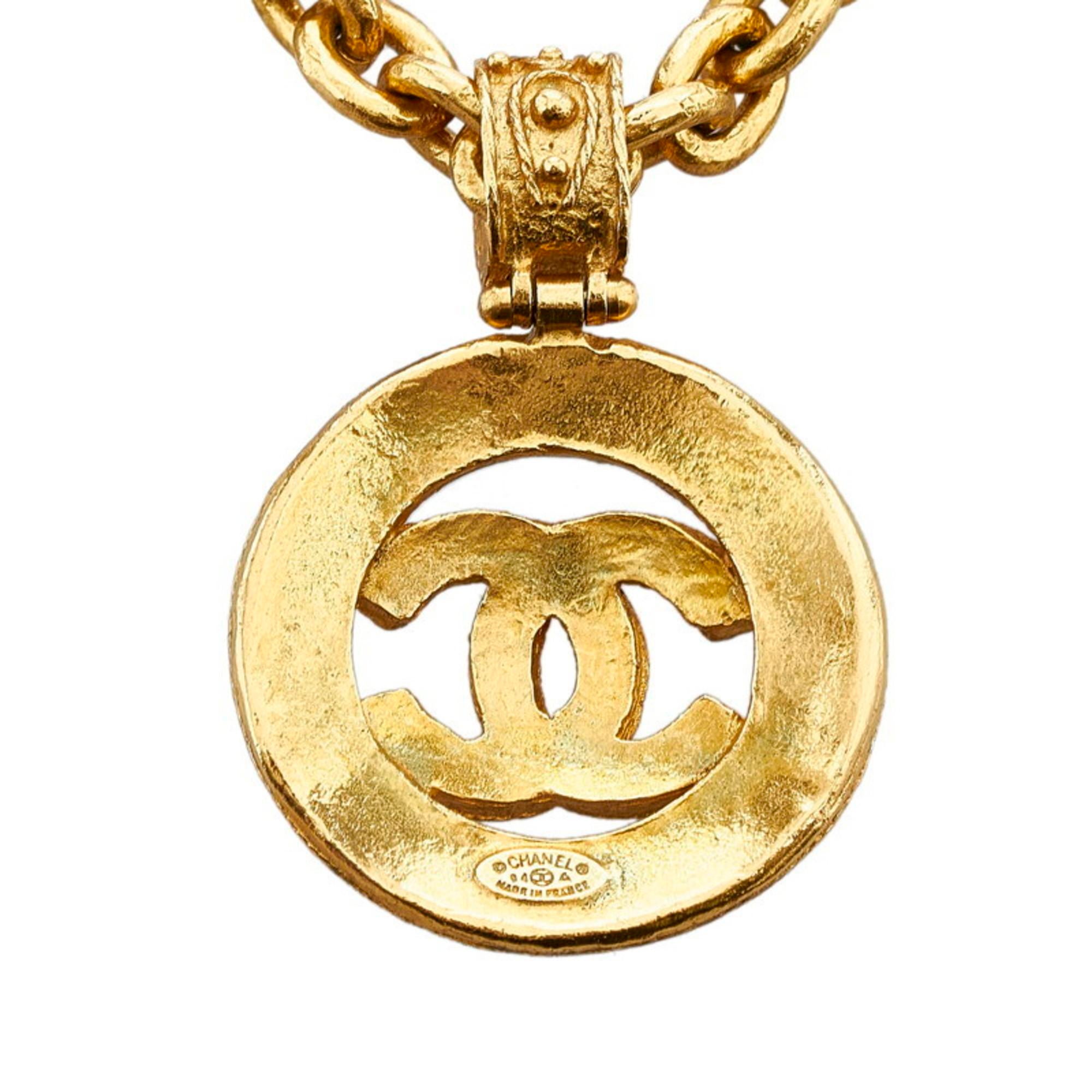 CHANEL vintage COCO Mark Necklace Plated Gold Women