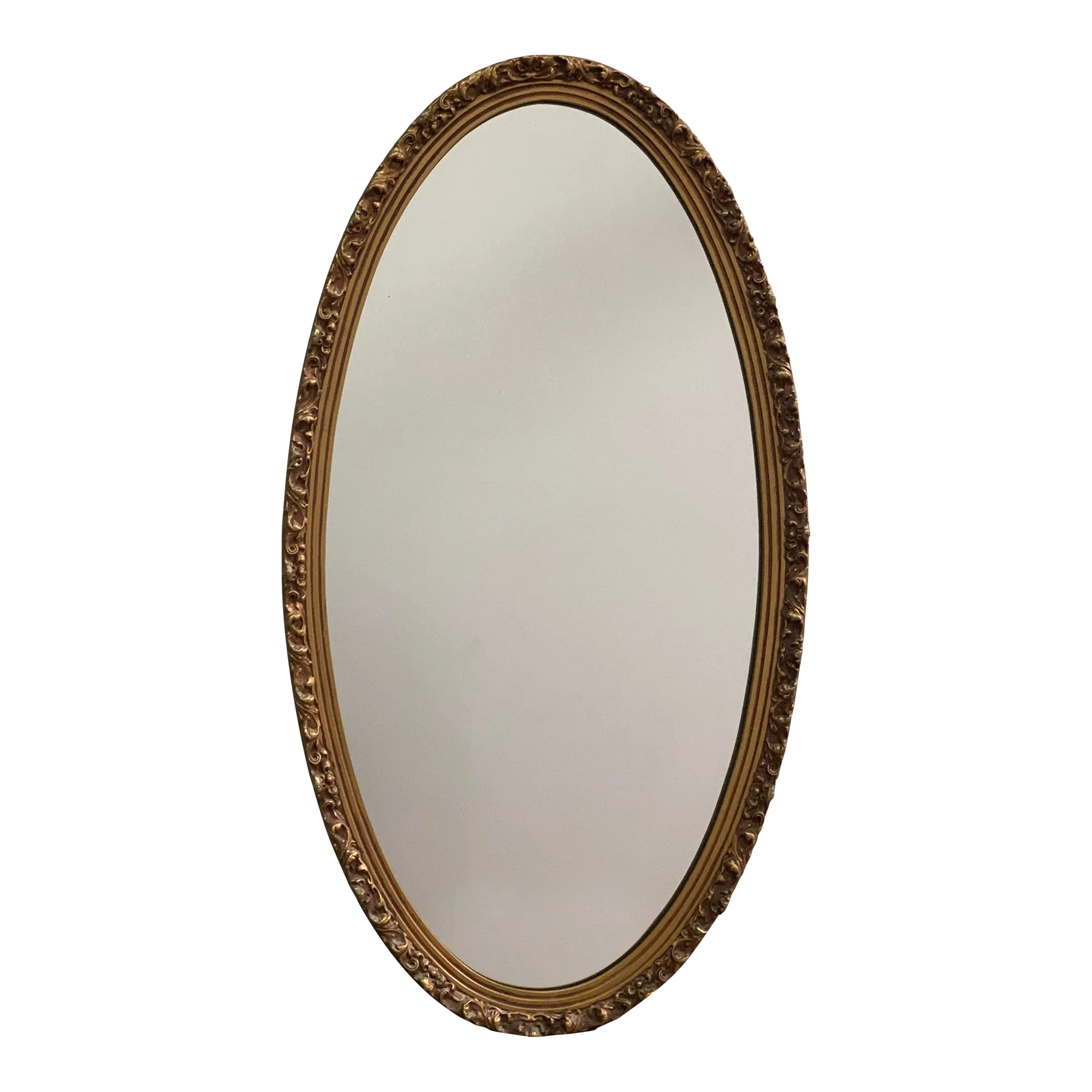 Vintage Mid Century Oval Gold Frame Mirror Chairish