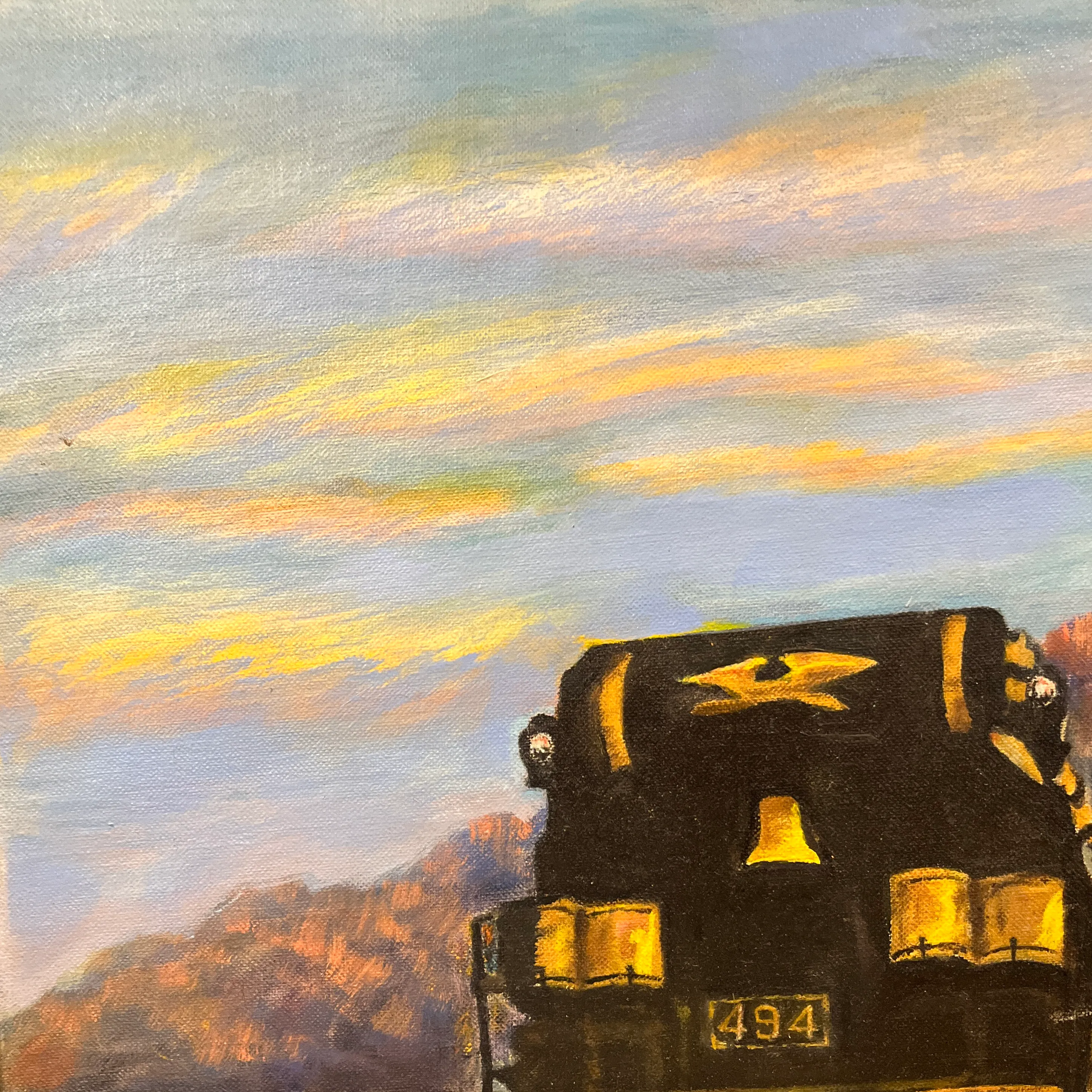Realist Mountain Landscape With Train Painting by J. Nelson