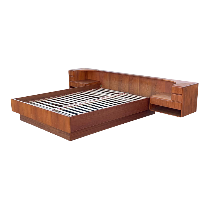 Komfort Empress Danish Teak Platform Queen Bed With Floating