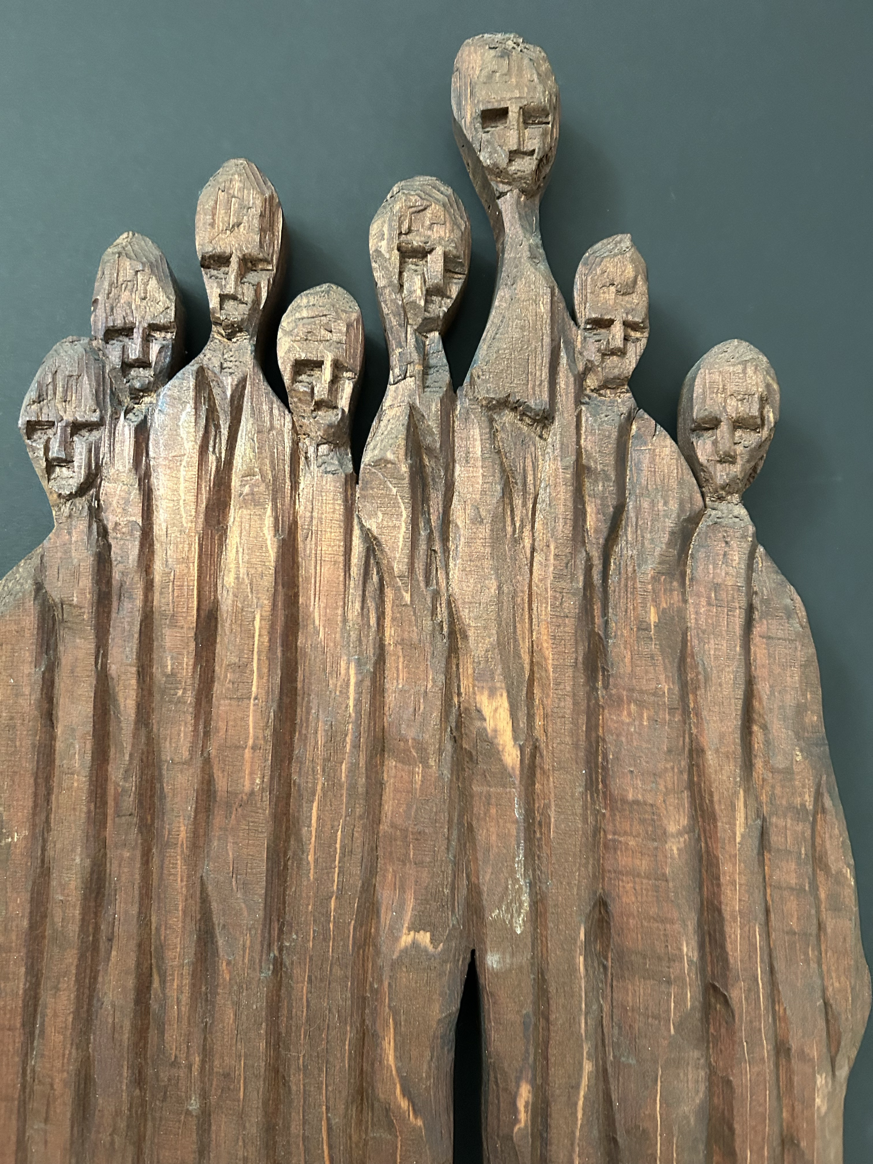 Mid Century Carved Wood Abstract Wall Hanging Sculpture Attributed