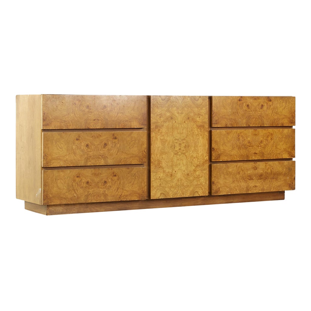 Lane Mid Century Burlwood Lowboy 9 Drawer Dresser Chairish