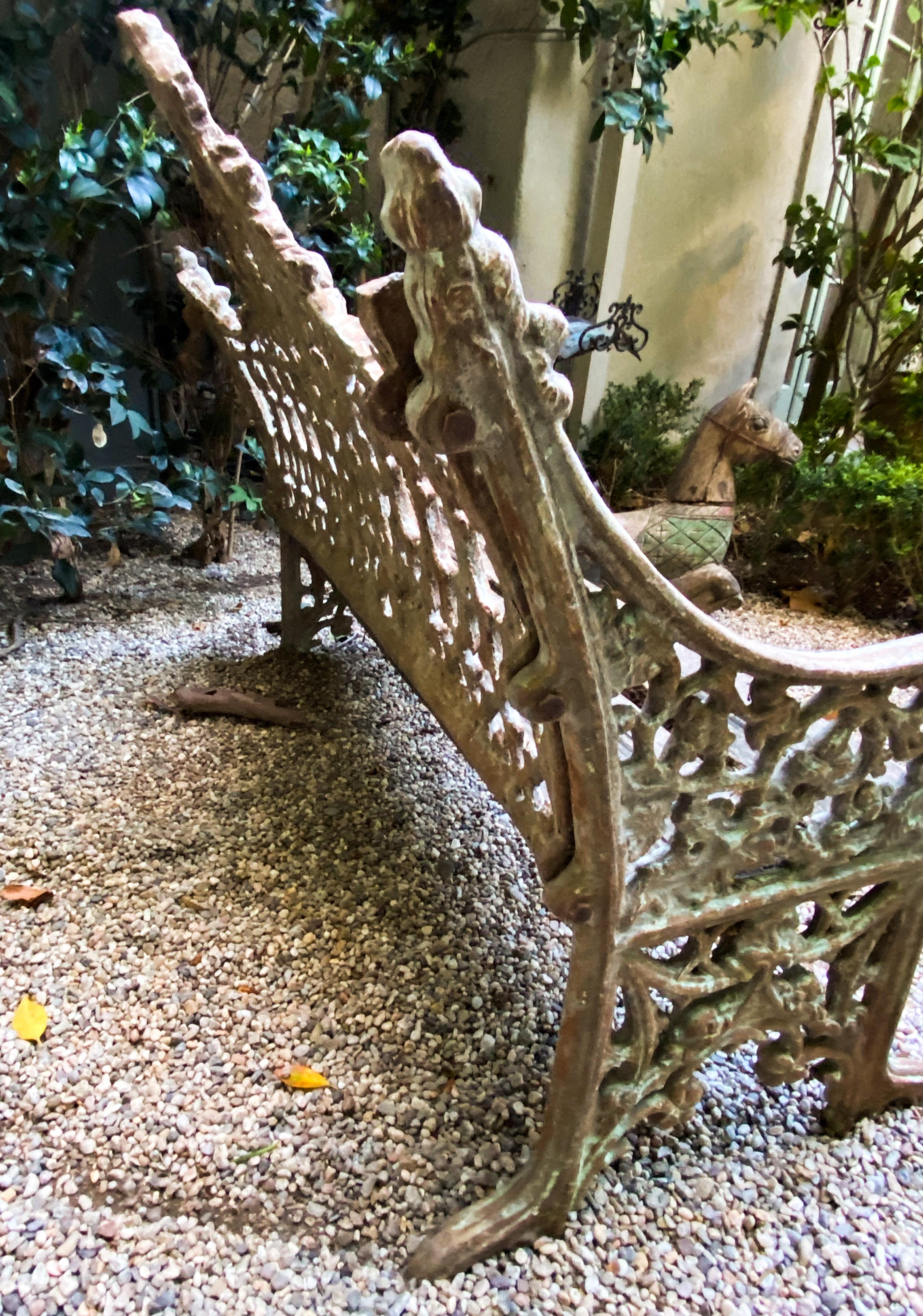 Antique French Cast Iron Garden Bench