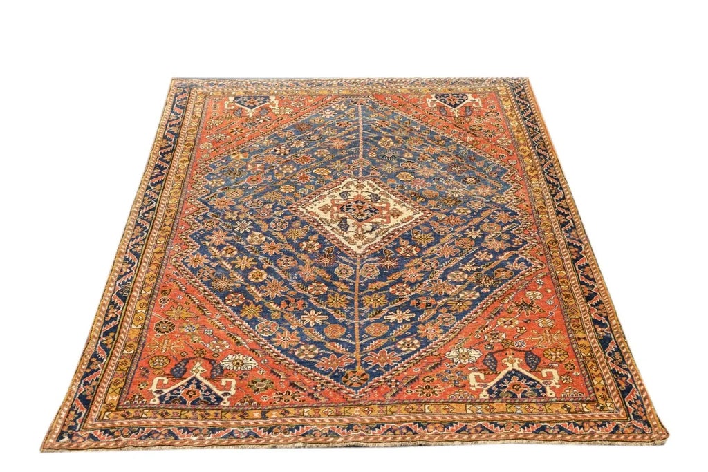 Antique Qashqai Rug 4'9'' x 6'8'' | Chairish