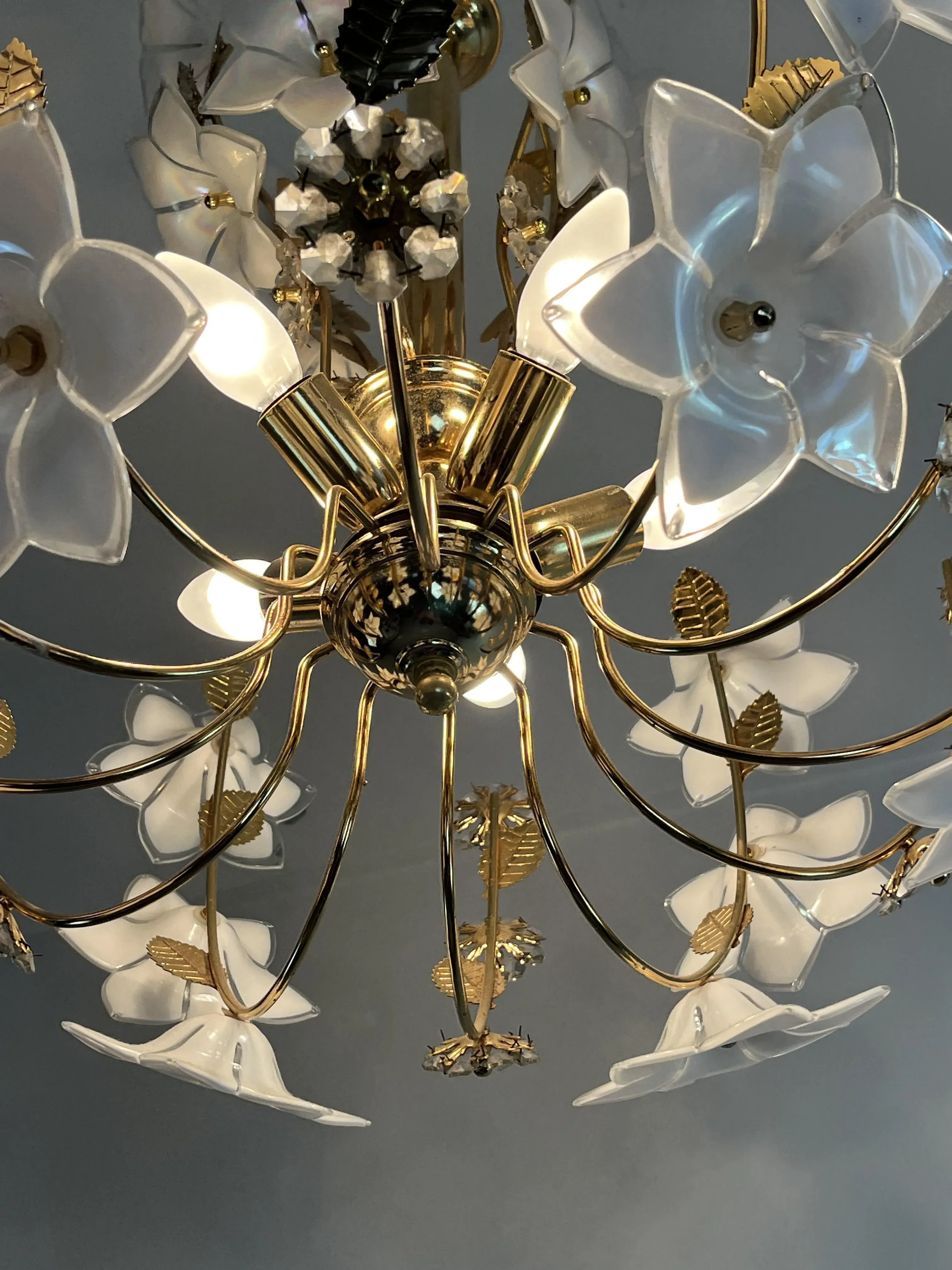 Mid-Century 5-Light Murano Glass Flower Chandelier, 1960s