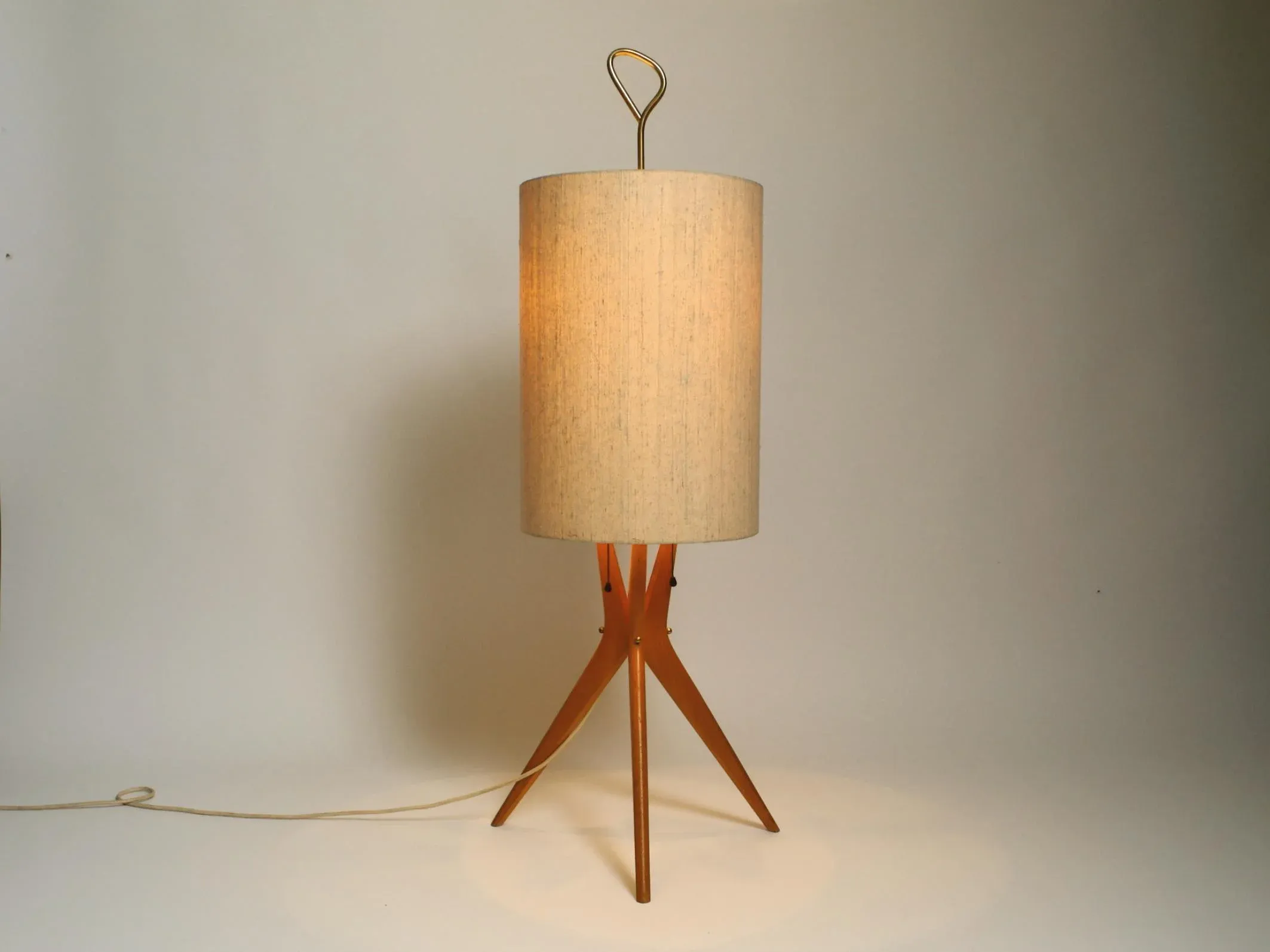 Mid-Century Modern Tripod Floor Lamp in Walnut, 1950s