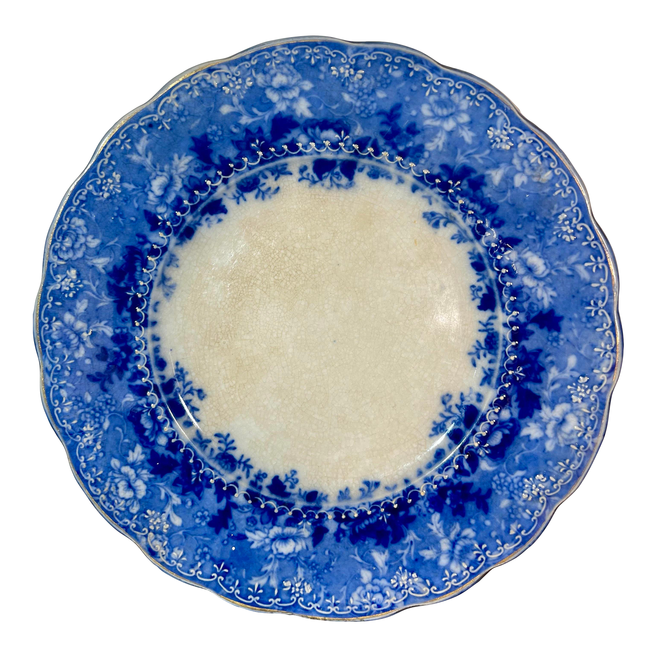 Antique Ridgway Dundee (Flow Blue) Luncheon Plate
