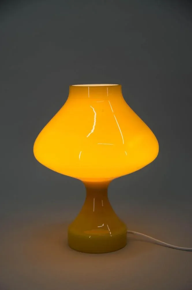 Glass Yellow Table Lamp by Valasske Mezirici, 1970s