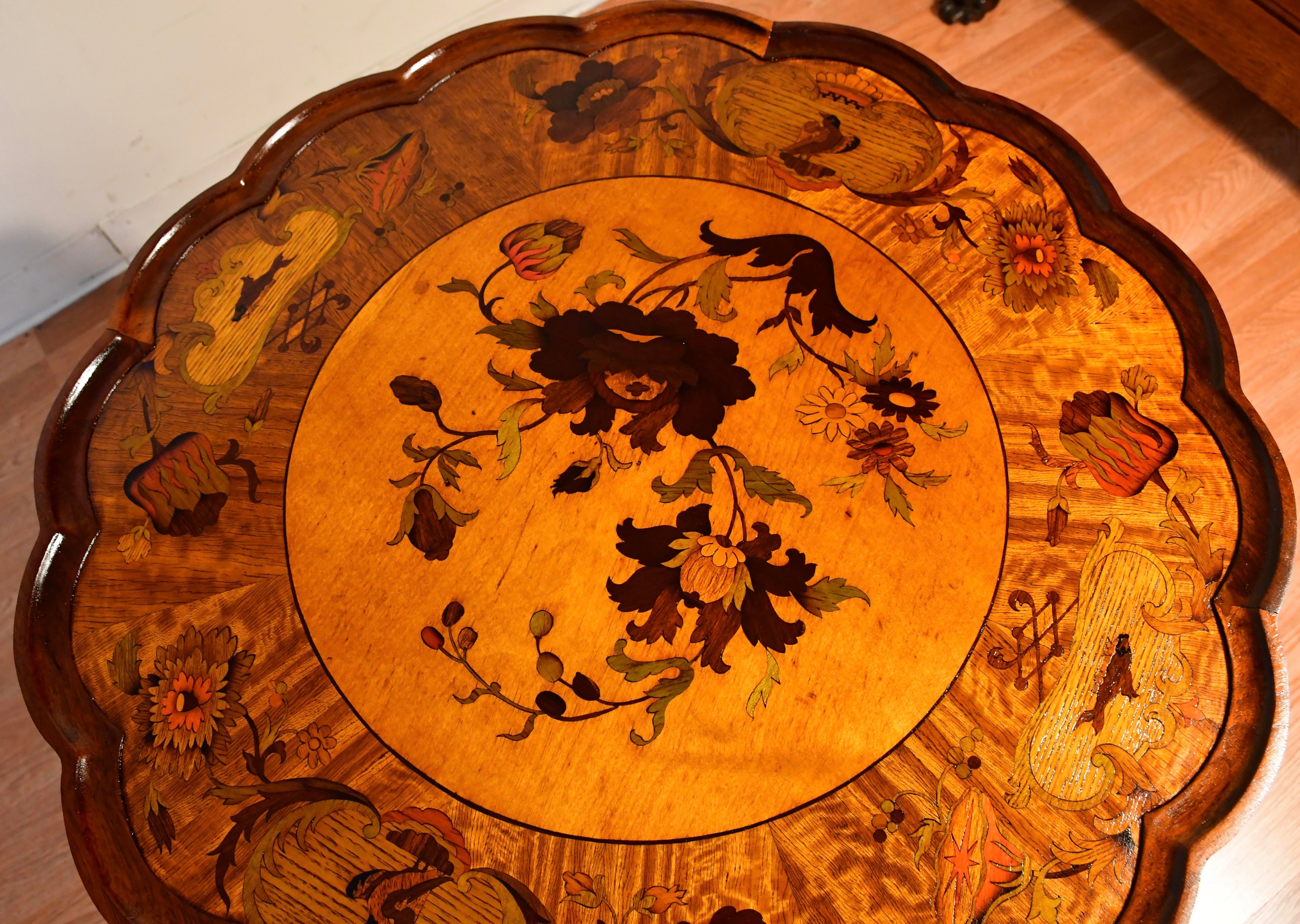 1900s Antique French Louis XV Walnut & Satinwood Inlay Side