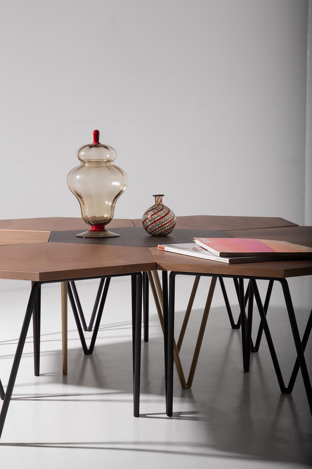 Hexagonal Coffee Table from Isa Bergamo, Set of 7
