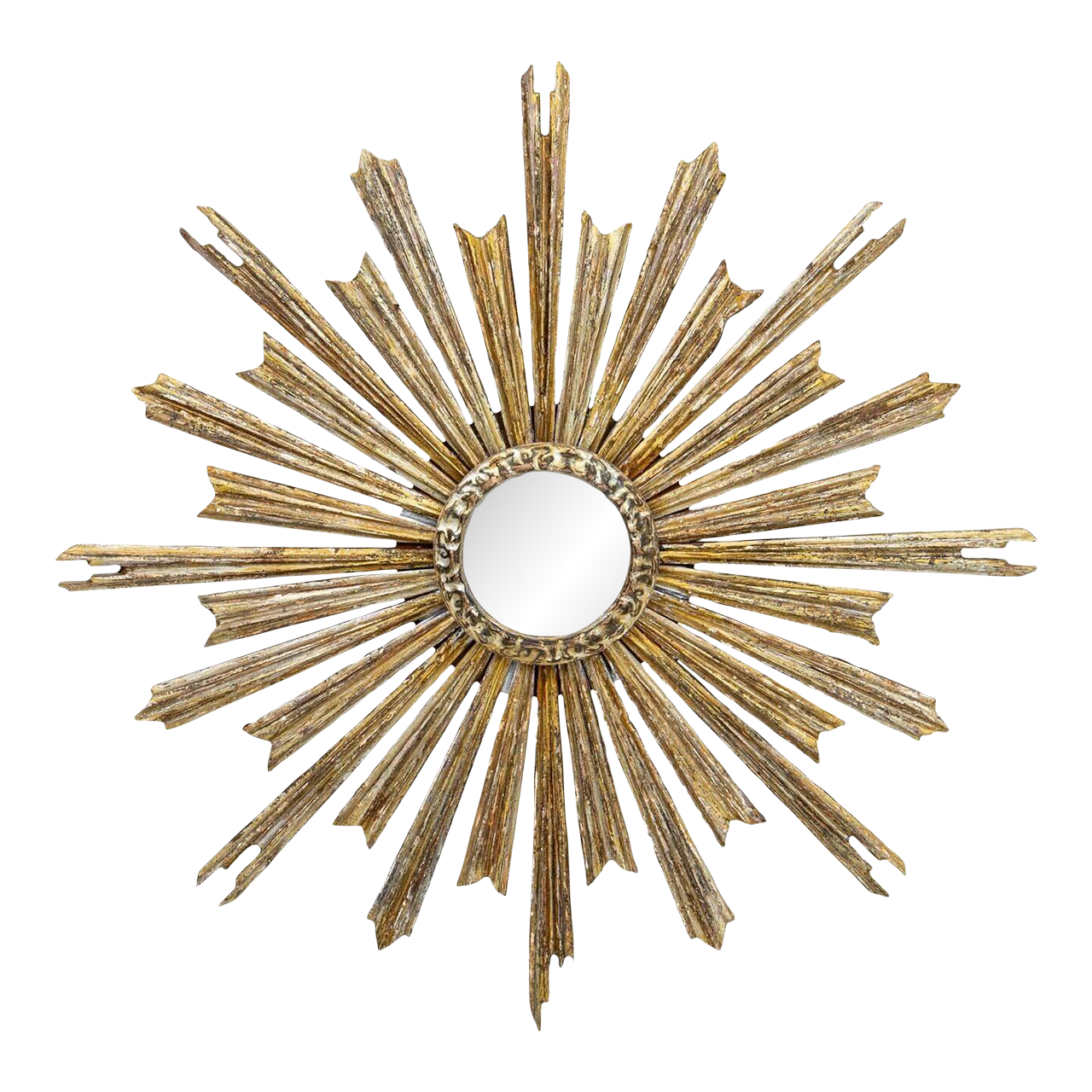 Silver Gilt Sunburst Mirror, 20th Century Chairish