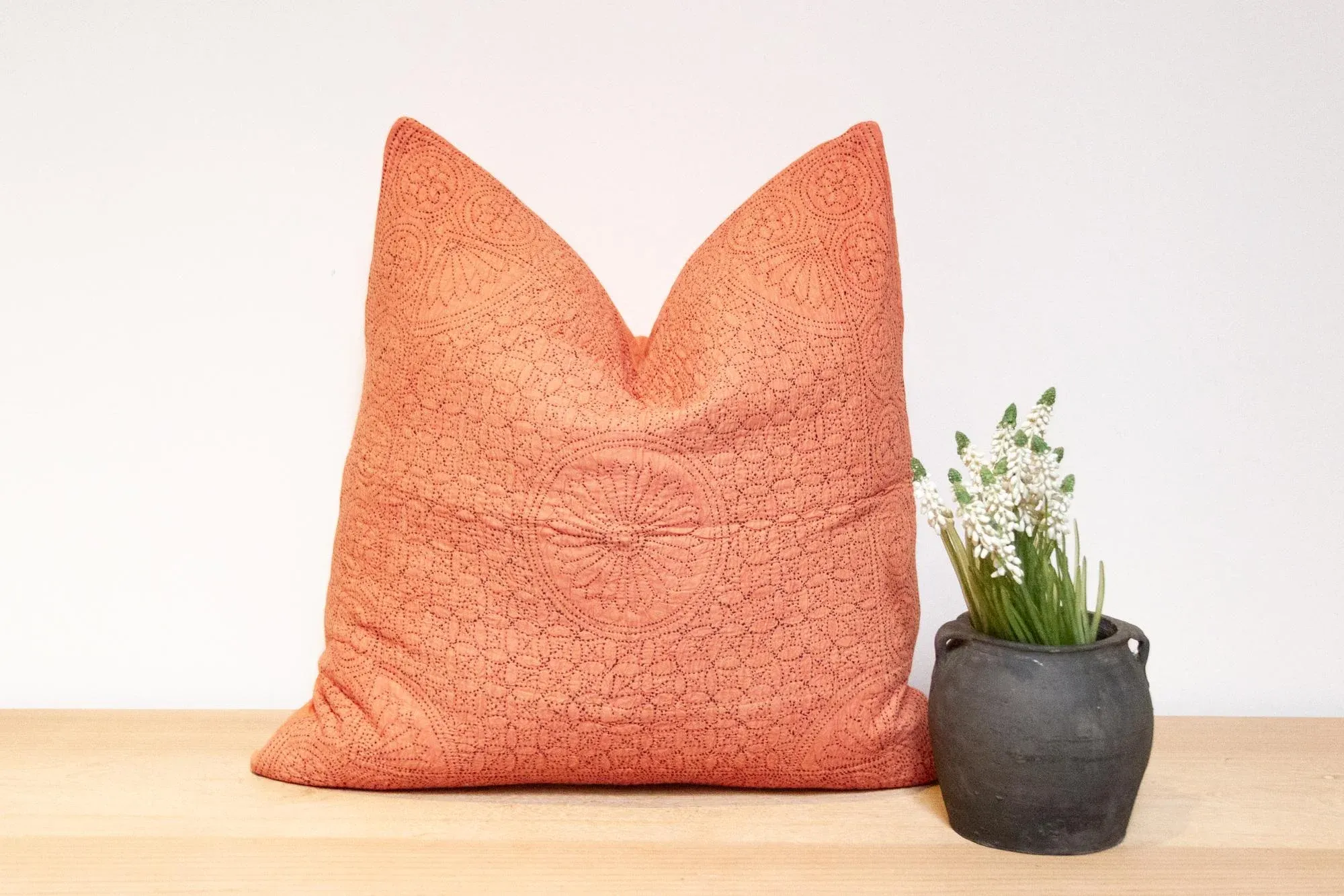 Dark Coral Hand-Stitched Pillow Cover Chairish