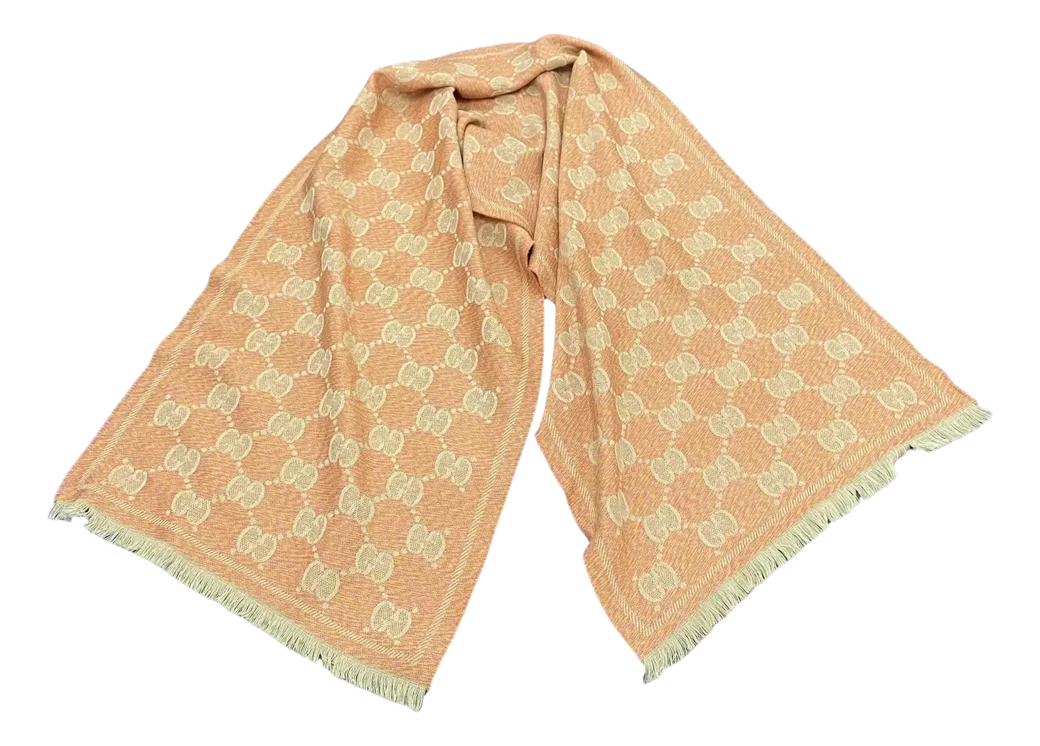 ボレロ・ショール GUCCI Ivory/pink cashmere scarf with logo 816441_3GAMK_2079_003_100_0000