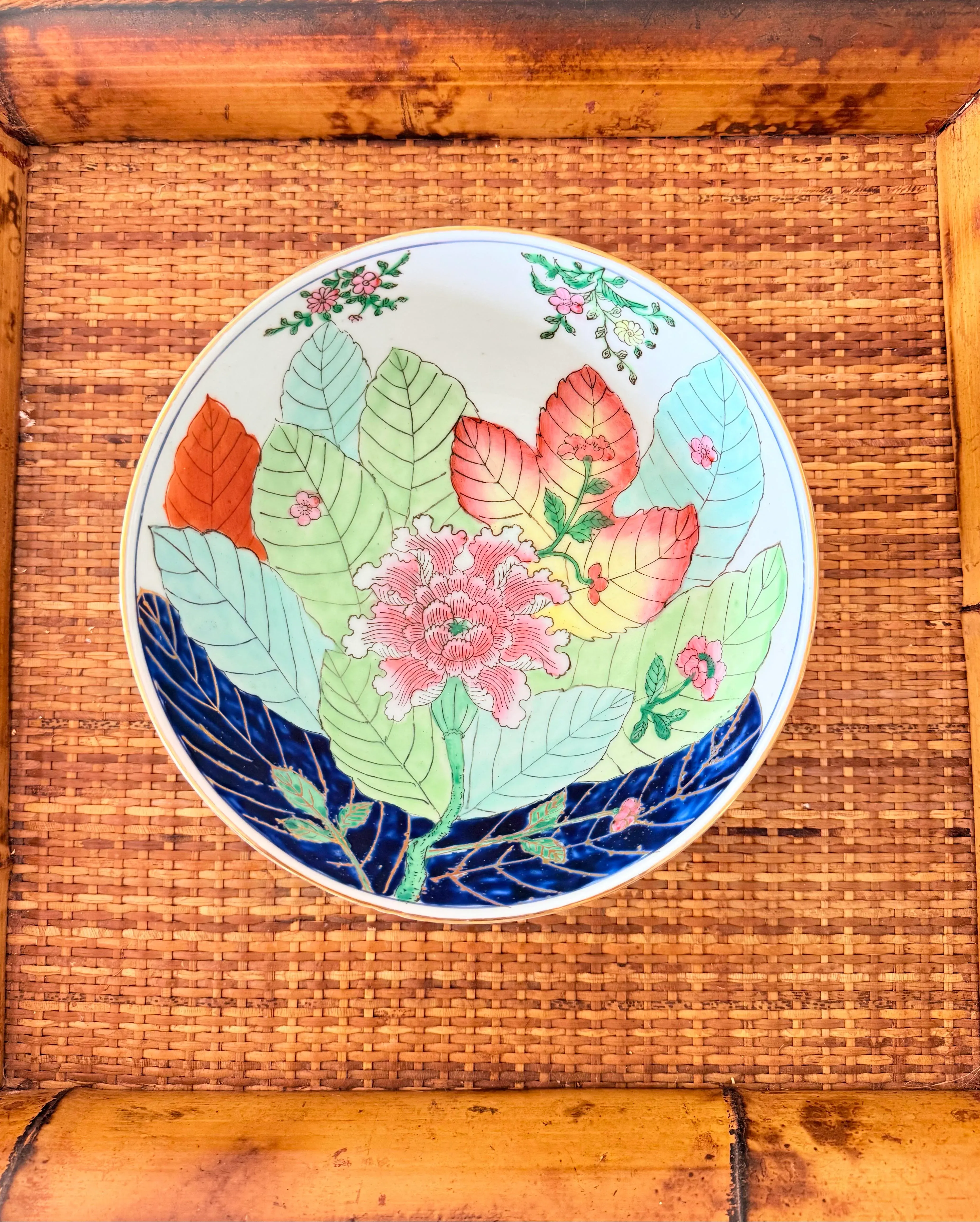Late 20th Century Chinese Tobacco Leaf Porcelain Bowl