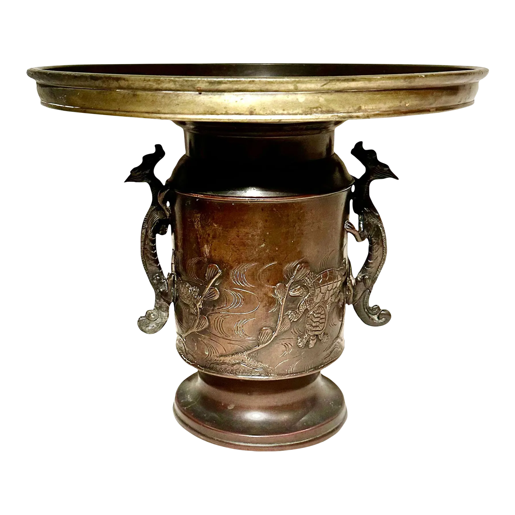 Japanese Early Bronze Usabata Flower Holder Chairish