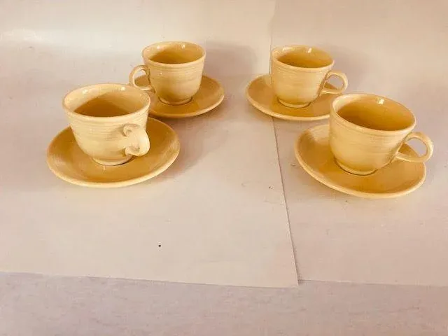 Vintage Fiesta Ware Yellow Coffee Cups Saucers S/4 Chairish