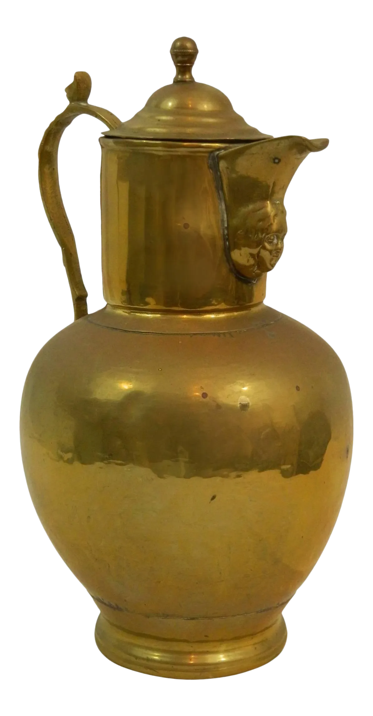 English Brass Wine Jug or Pitcher, 19th Century Chairish