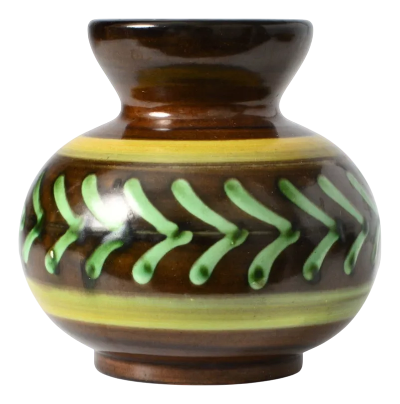 Swedish Brown and Green Pottery Vase from Ekeby, 1930s main image 5