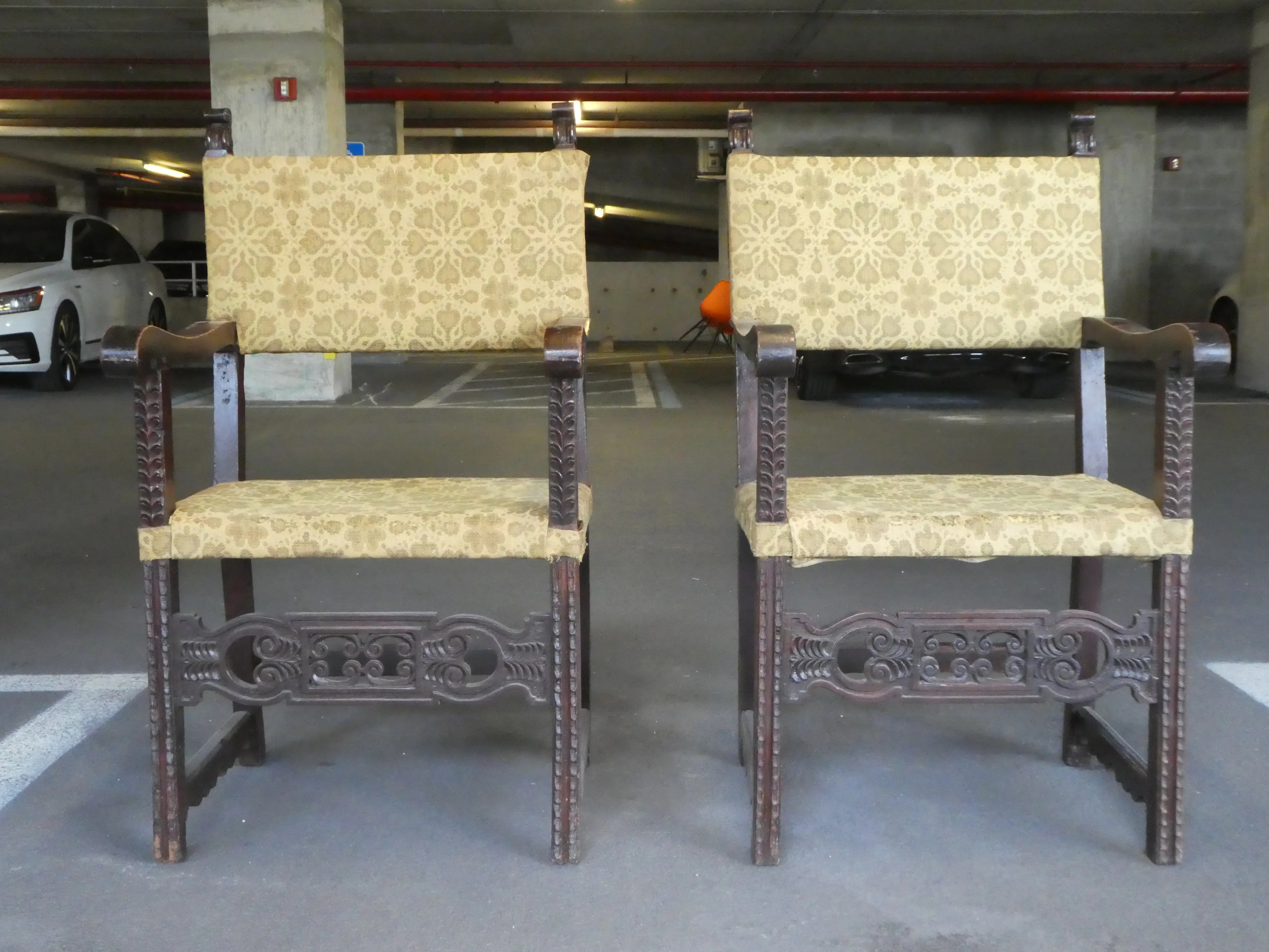 17th Century Spanish Accent Arm Chairs - a Pair