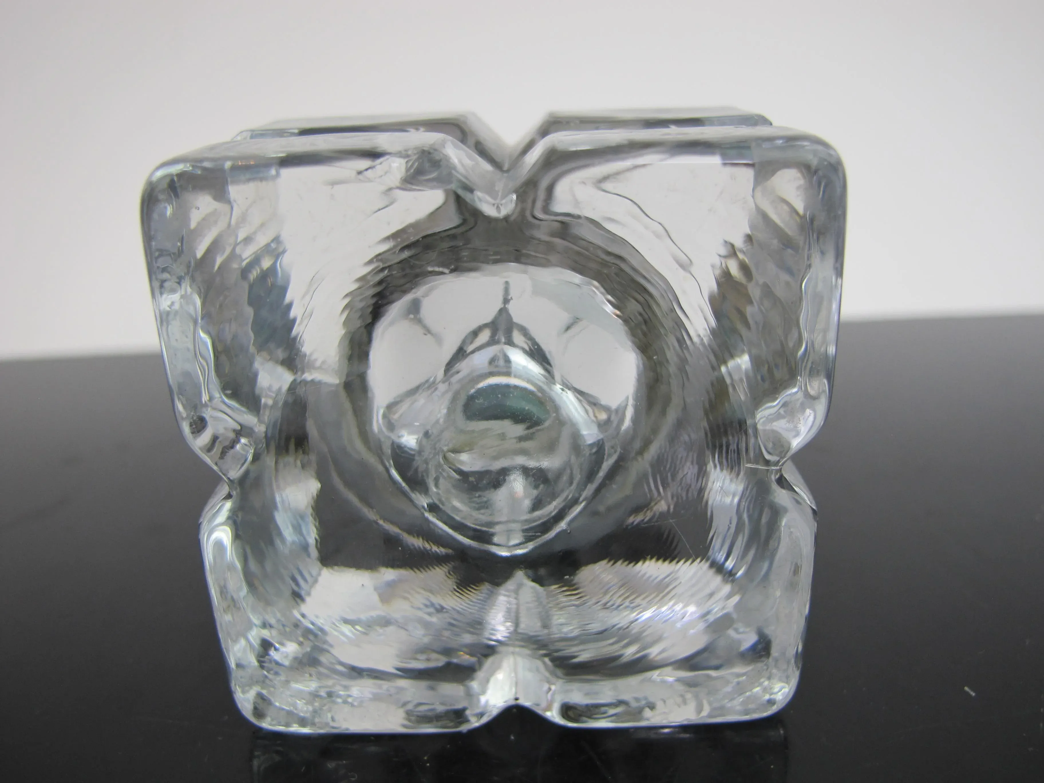 Victorian Antique Cut Crystal Glass Cube Geometric Hinged Lid Inkwell Jar Bottle