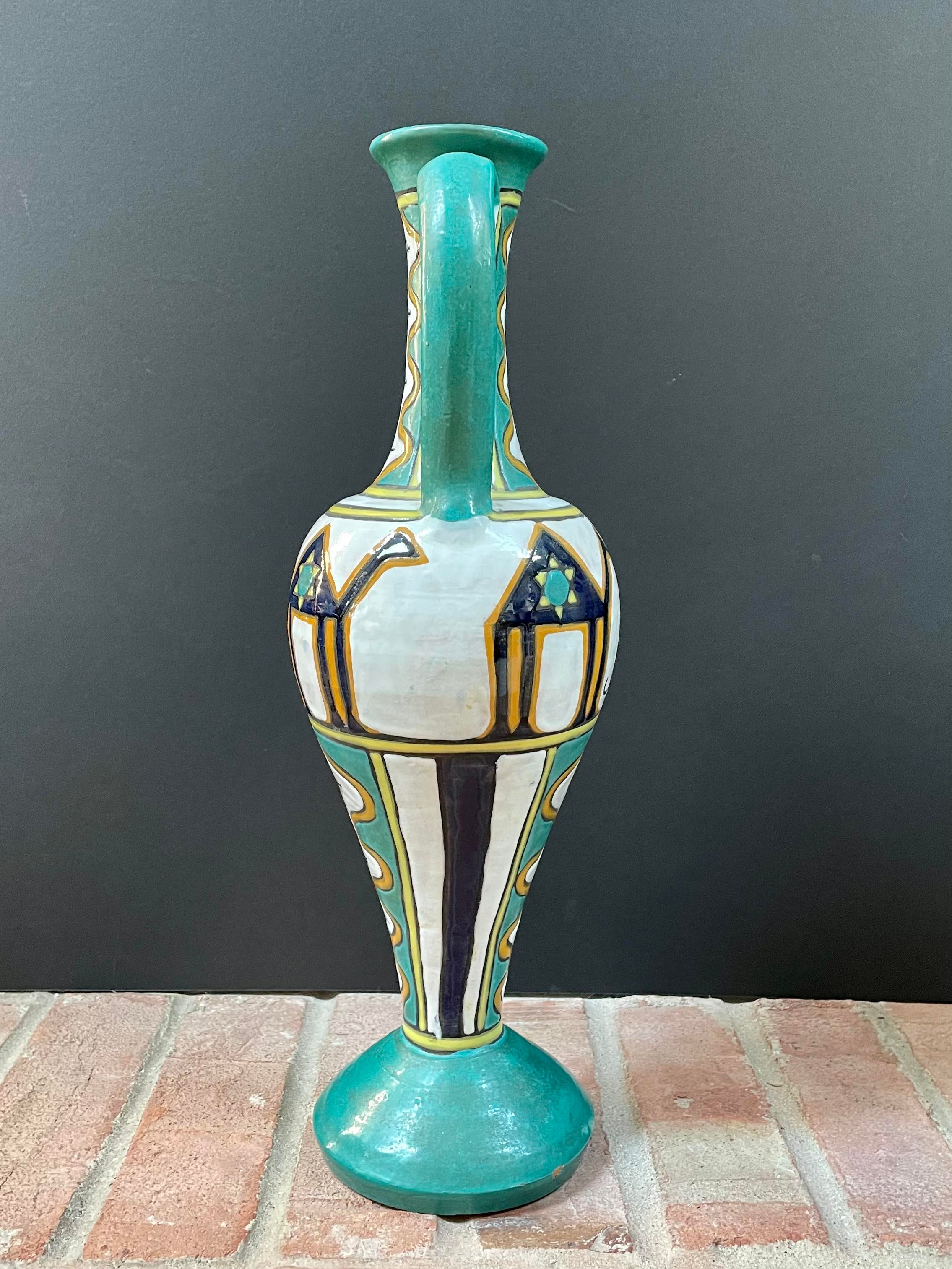 Vintage Middle Eastern Pottery Folk Art Vase / Urn | Chairish