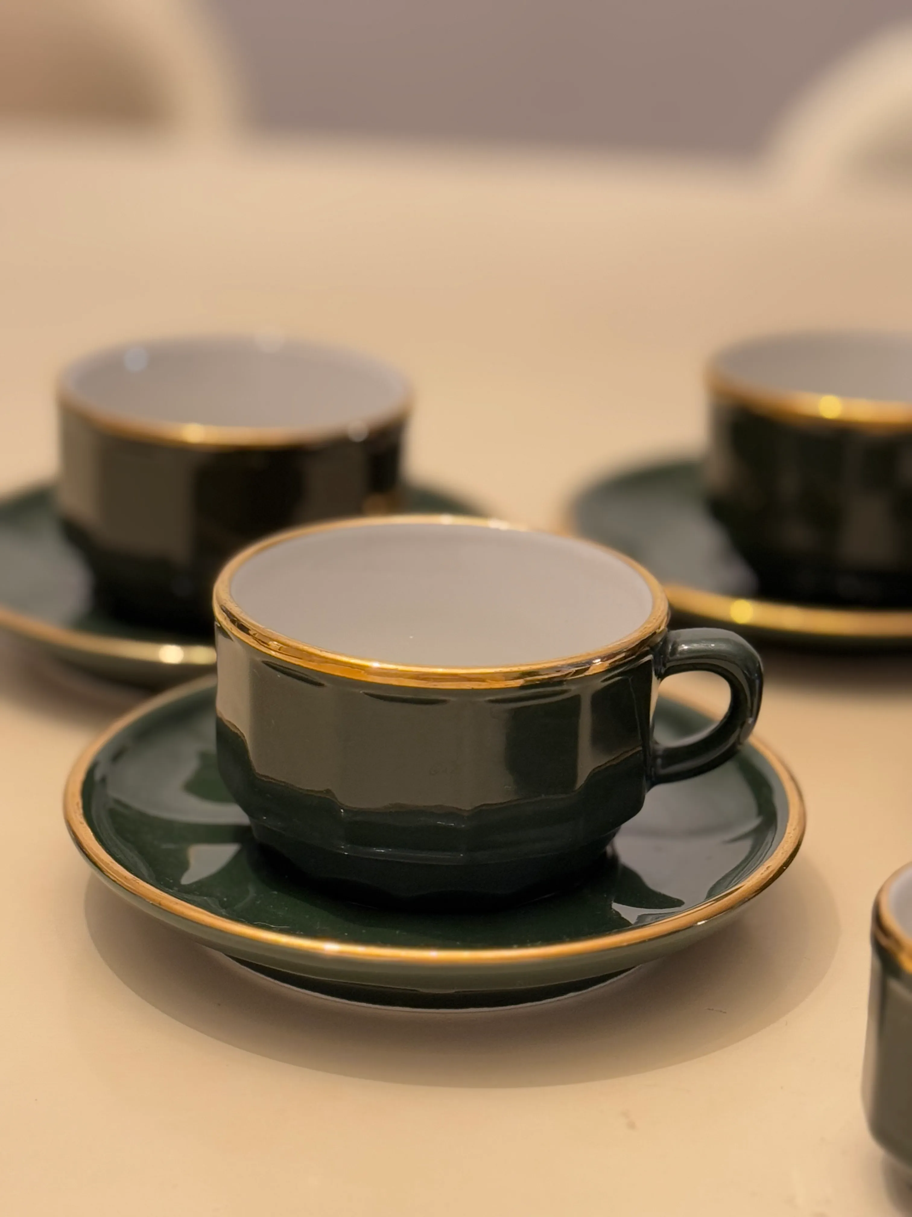 Vintage Apilco Coffee Cups and Saucer With 2 Egg Cups- 10 Pieces