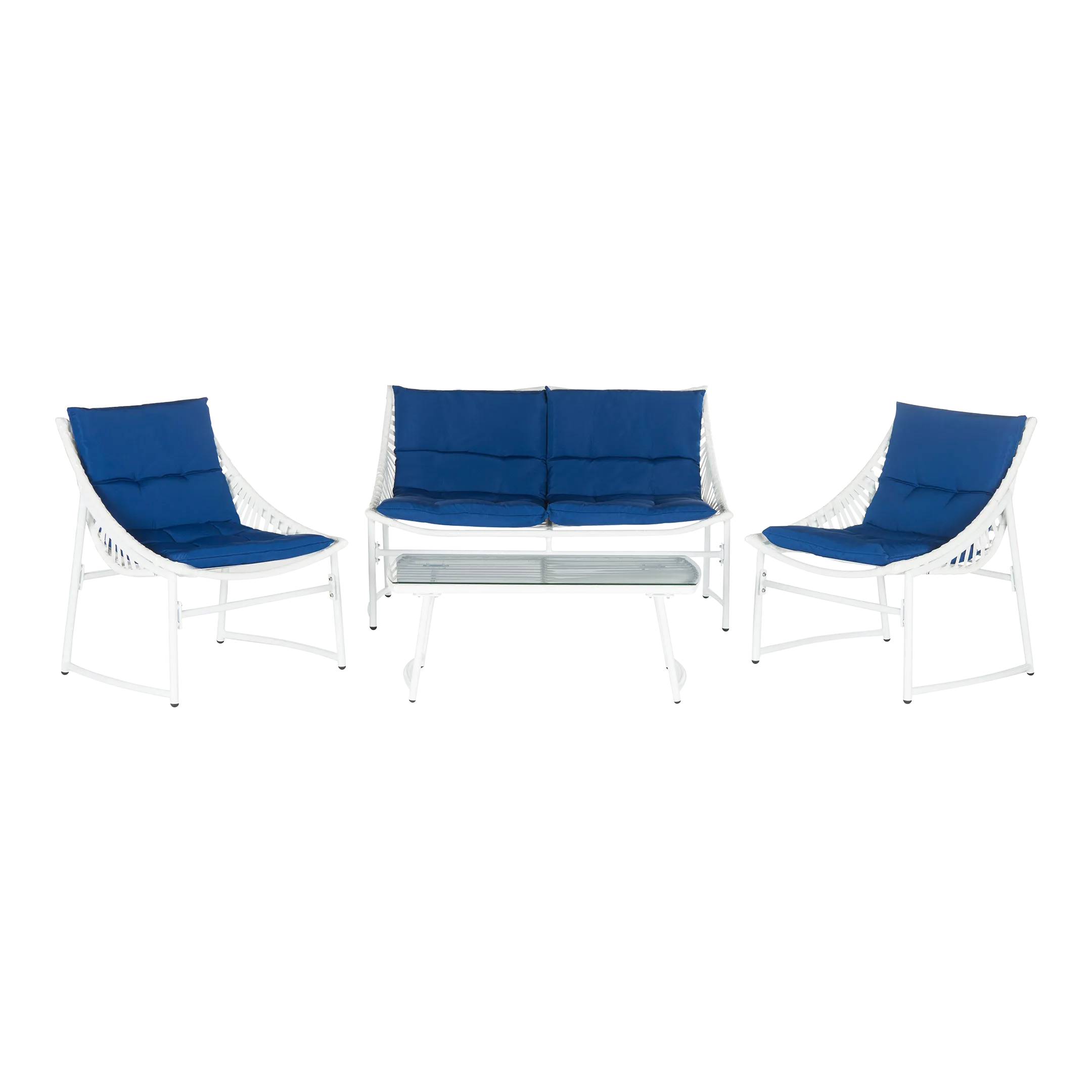 Outdoor Set in White & Navy 4 Pieces Chairish