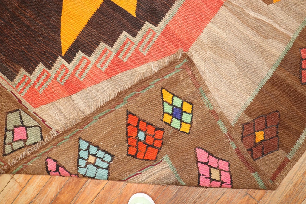 Mid 20th Century Vintage Turkish Kilim Rug, 7'6' X 13'8'' | Chairish