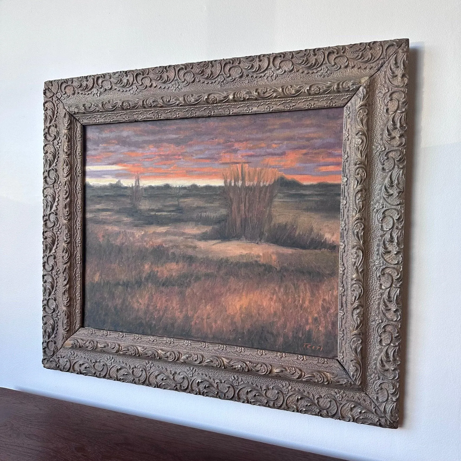 Framed Landscape Painting by Wny Artist Charlie Tripi