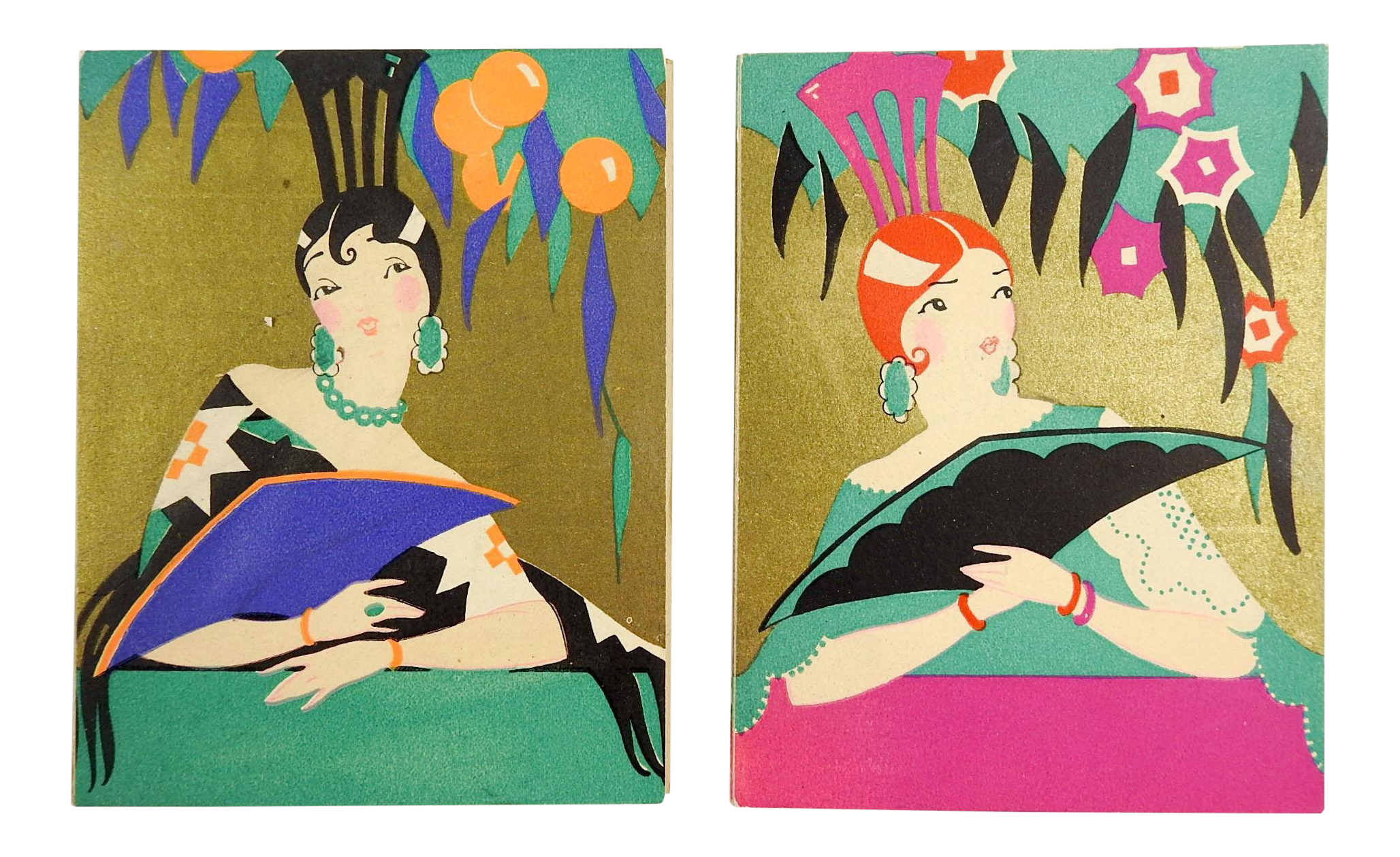1930 S Art Deco Colorful Bridge Set