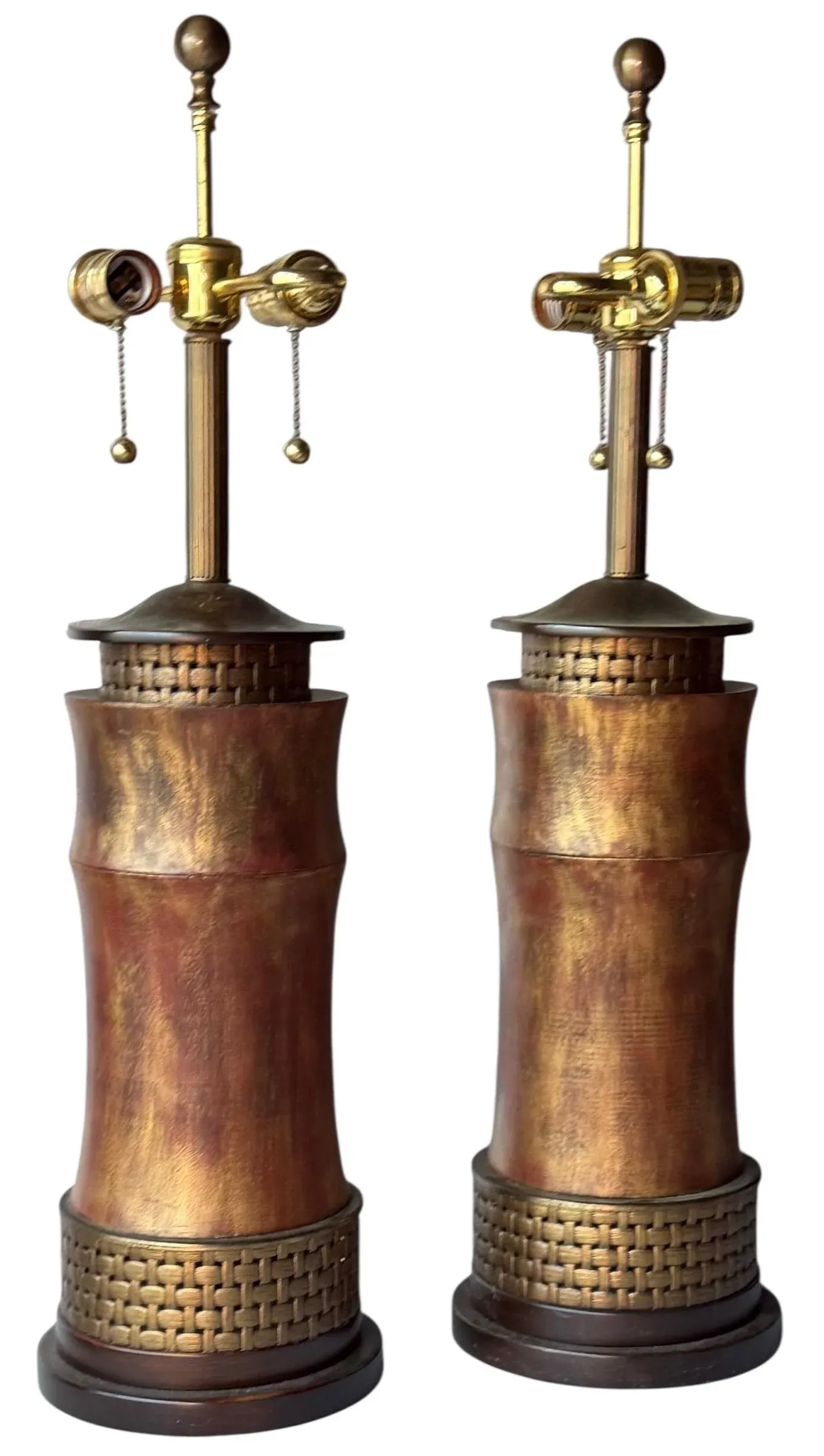 モ*プ様 オールドHUEBLER MADE IN USA James Mont Style Asian Modern Cylinder Faux Bamboo Frederick