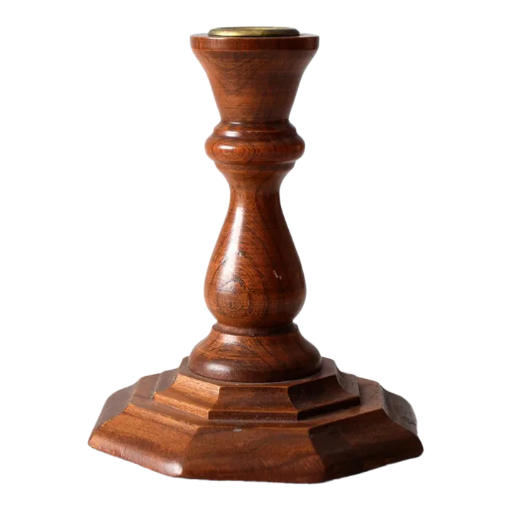 Vintage Wood Candlestick Holder Chairish