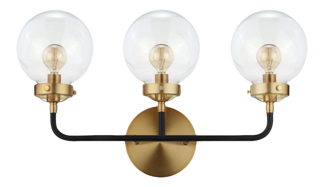 22" Brass Wall Sconce, Black & Brass Chairish