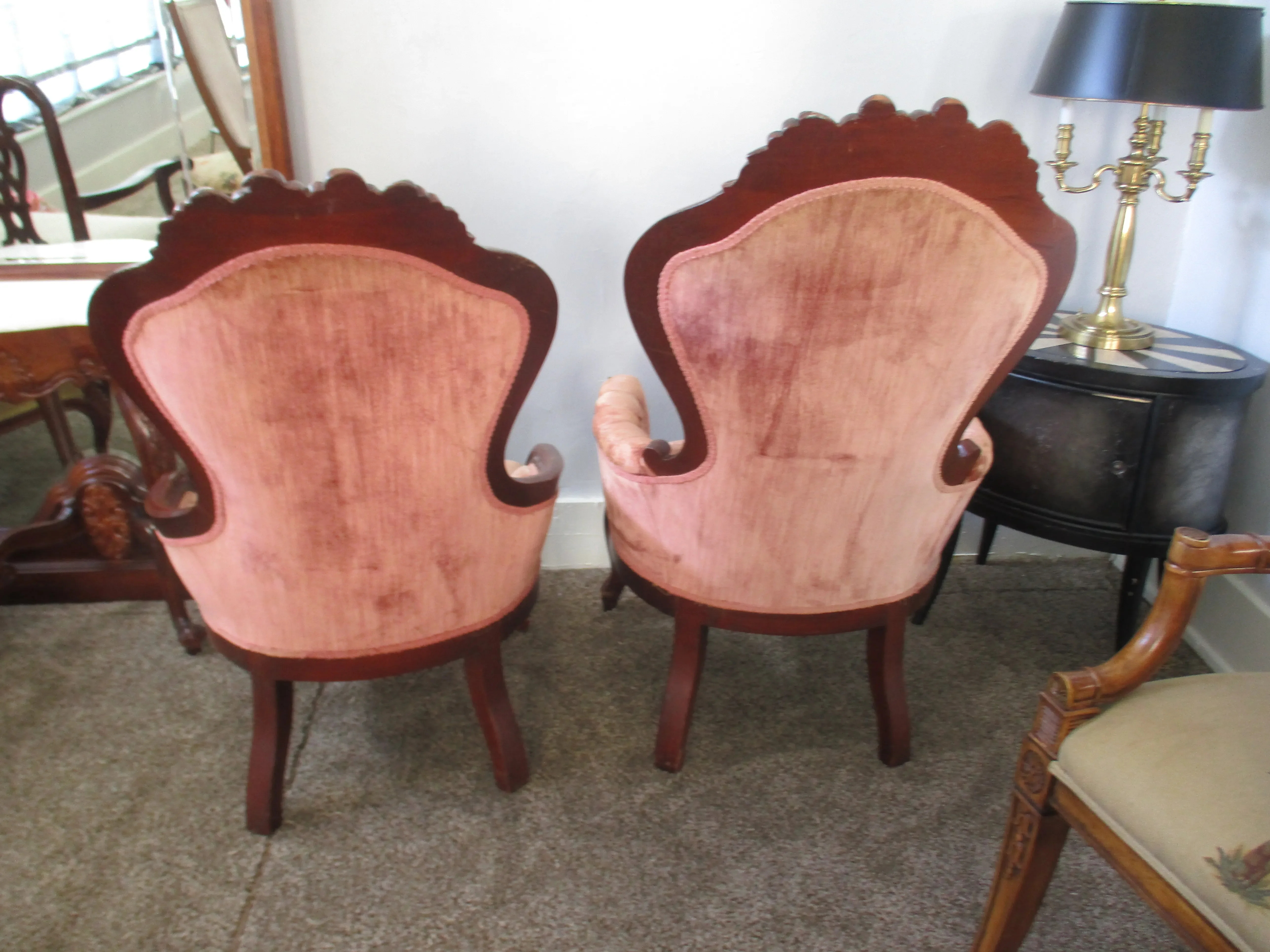 Vintage 1930 Kimbal Victorian Gentlemen's and Ladies Pink Velvet