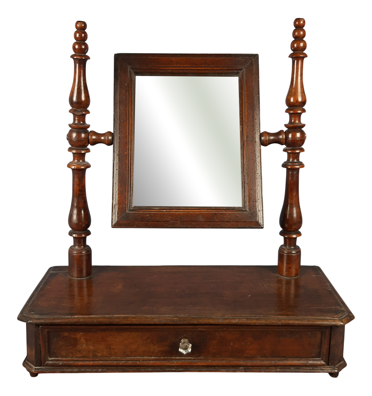 Vintage Wooden Tilting Table Top with Mirror and Display Drawer, 1950s
