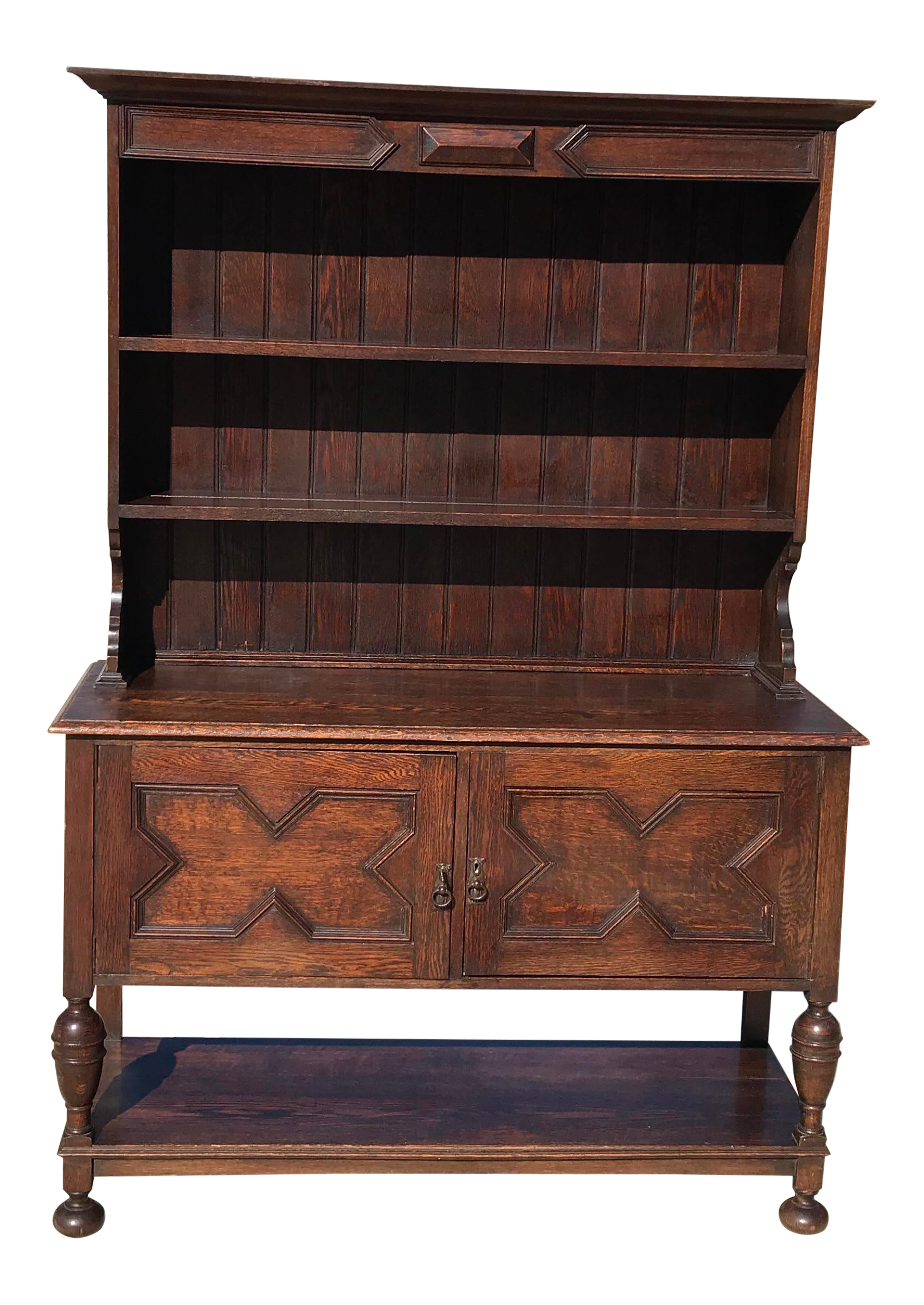 Vintage Jacobean Open Shelf Display Cabinet Welsh Dresser Chairish