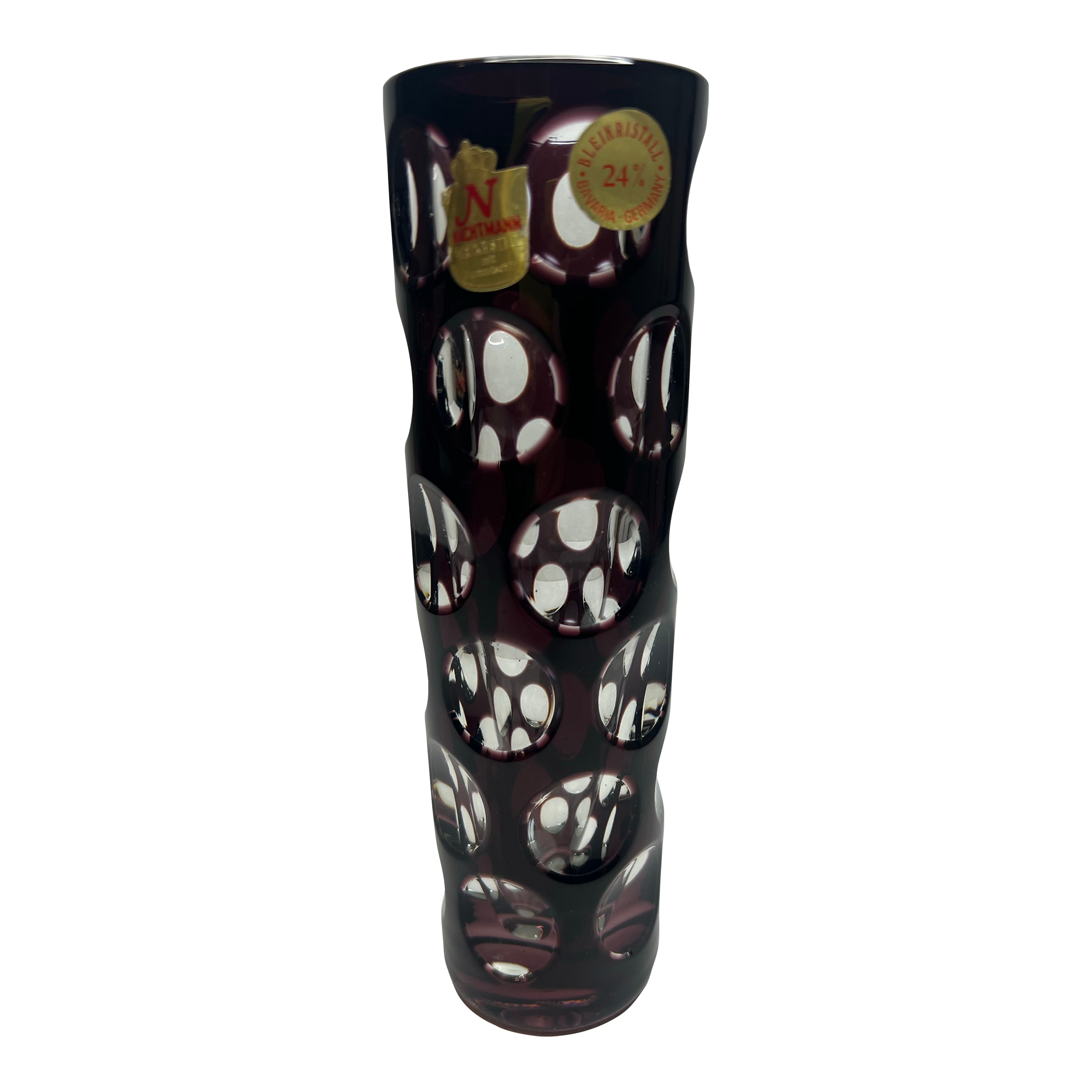 Vintage Nachtmann Bleikristall Amethyst Cut to Clear Glass Vase Bamberg West Germany