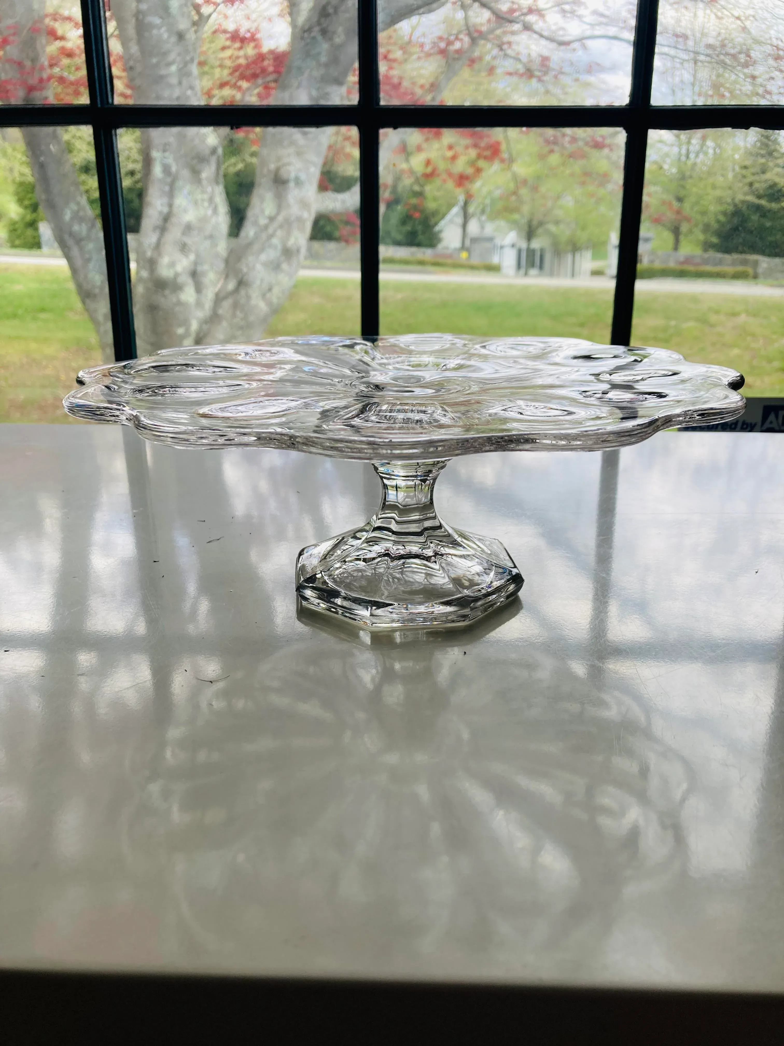 Vintage clear glass cake stand cheap