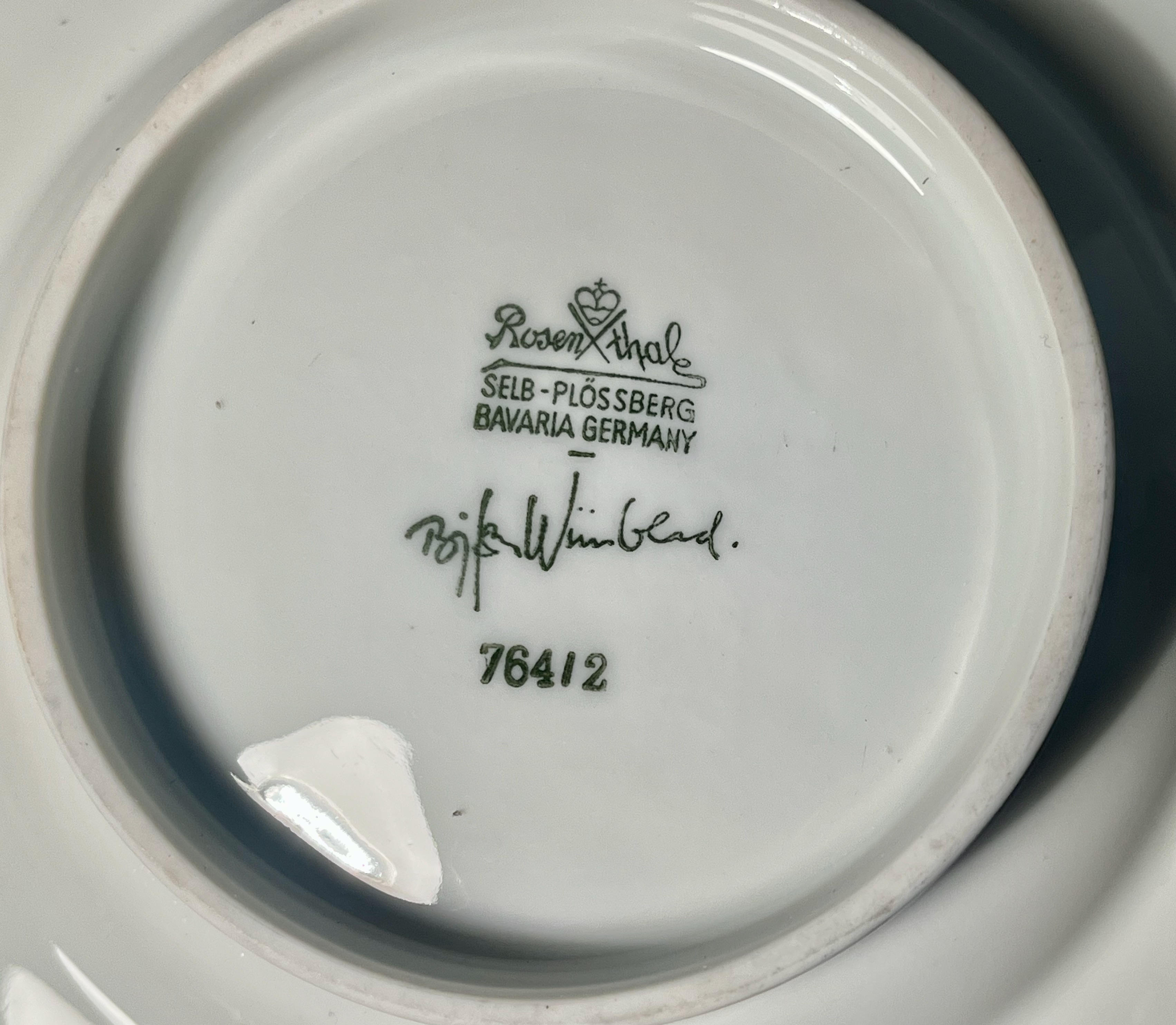 Bjorn Wiinblad Lady & Swan Bowl Rosenthal Footed White Porcelain