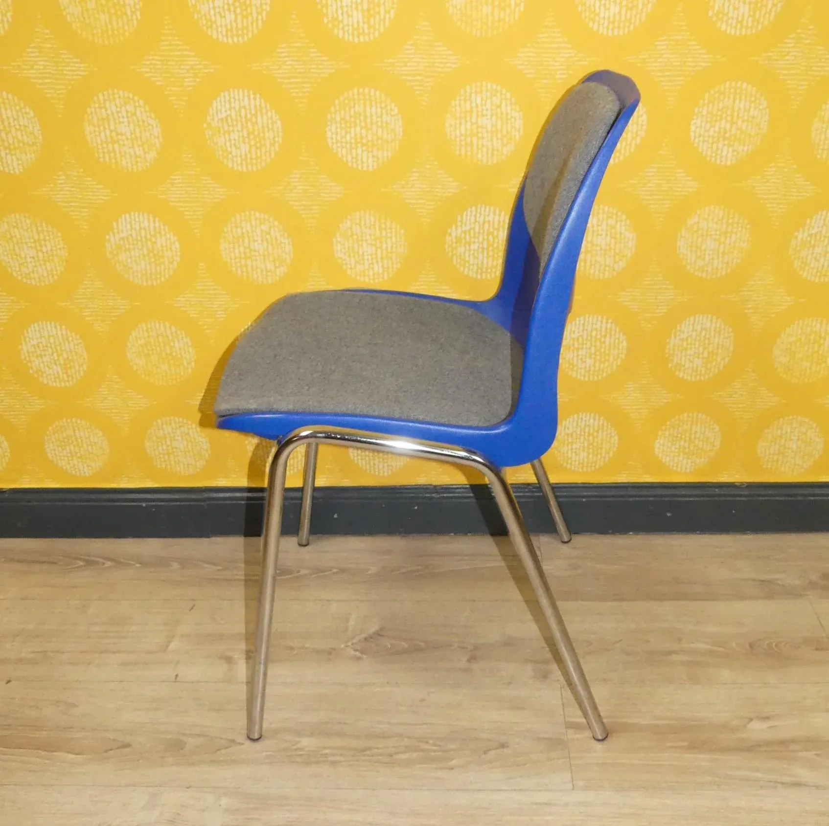 Plastic Stacking Chairs with Seat Cushion Bright Blue/Grey Dipiplast, 2010s, Set of 2
