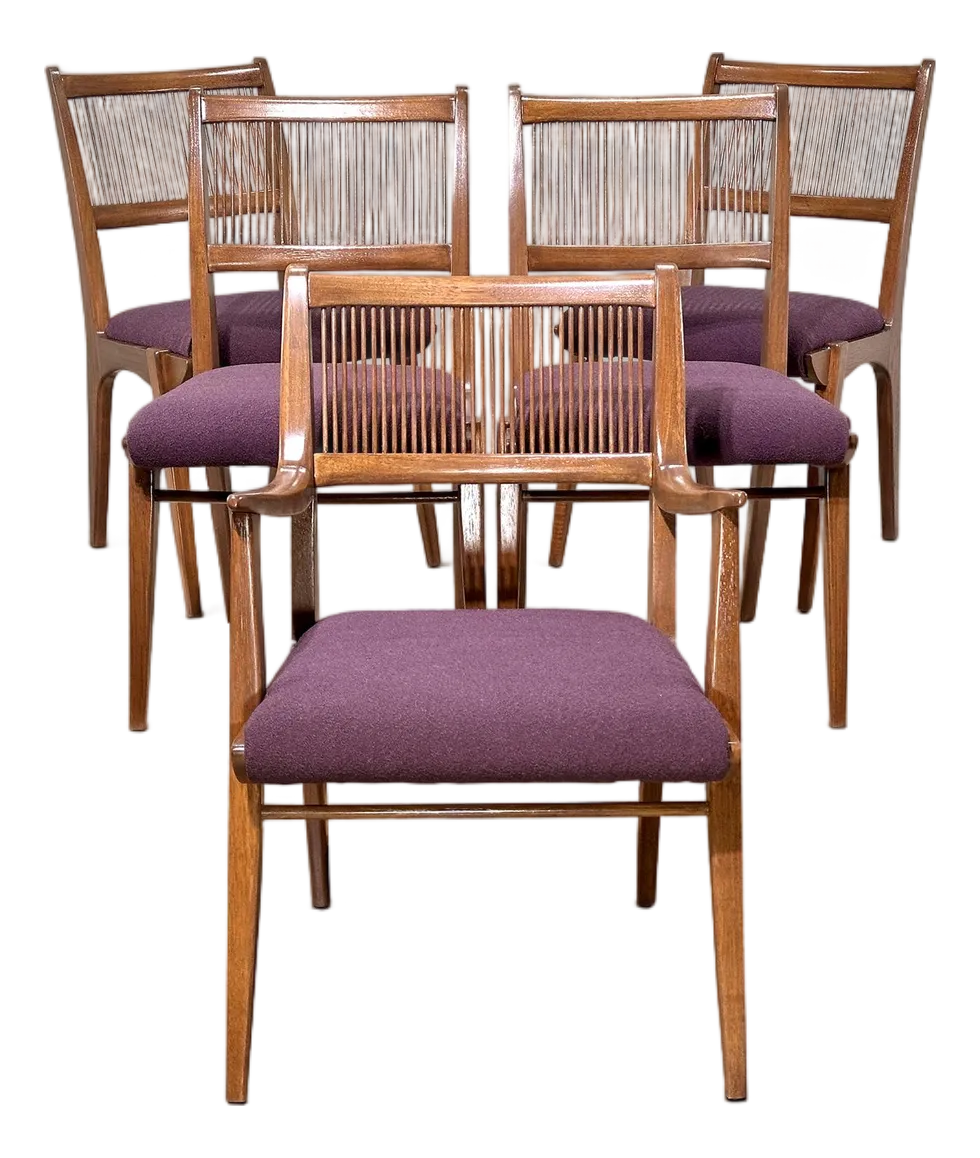 Restored Vintage Drexel Profile Spindle Back Dining Chairs Set of