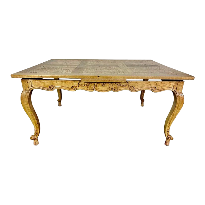 19th Century French White Oak & Burl Walnut Dining Table Chairish