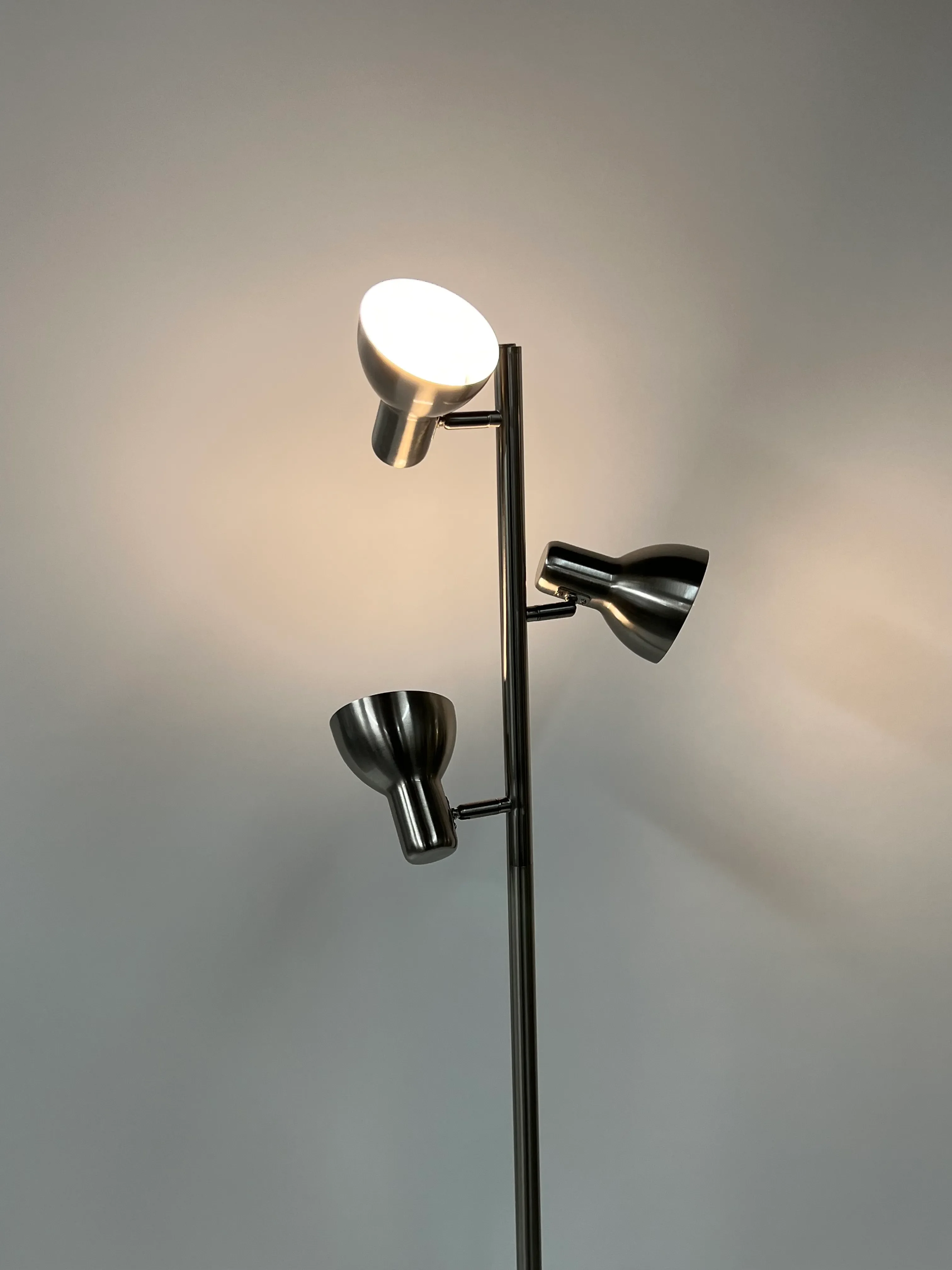 Modern Three Light Adjustable Chrome Floor Lamp | Chairish, image size:3024x4032
