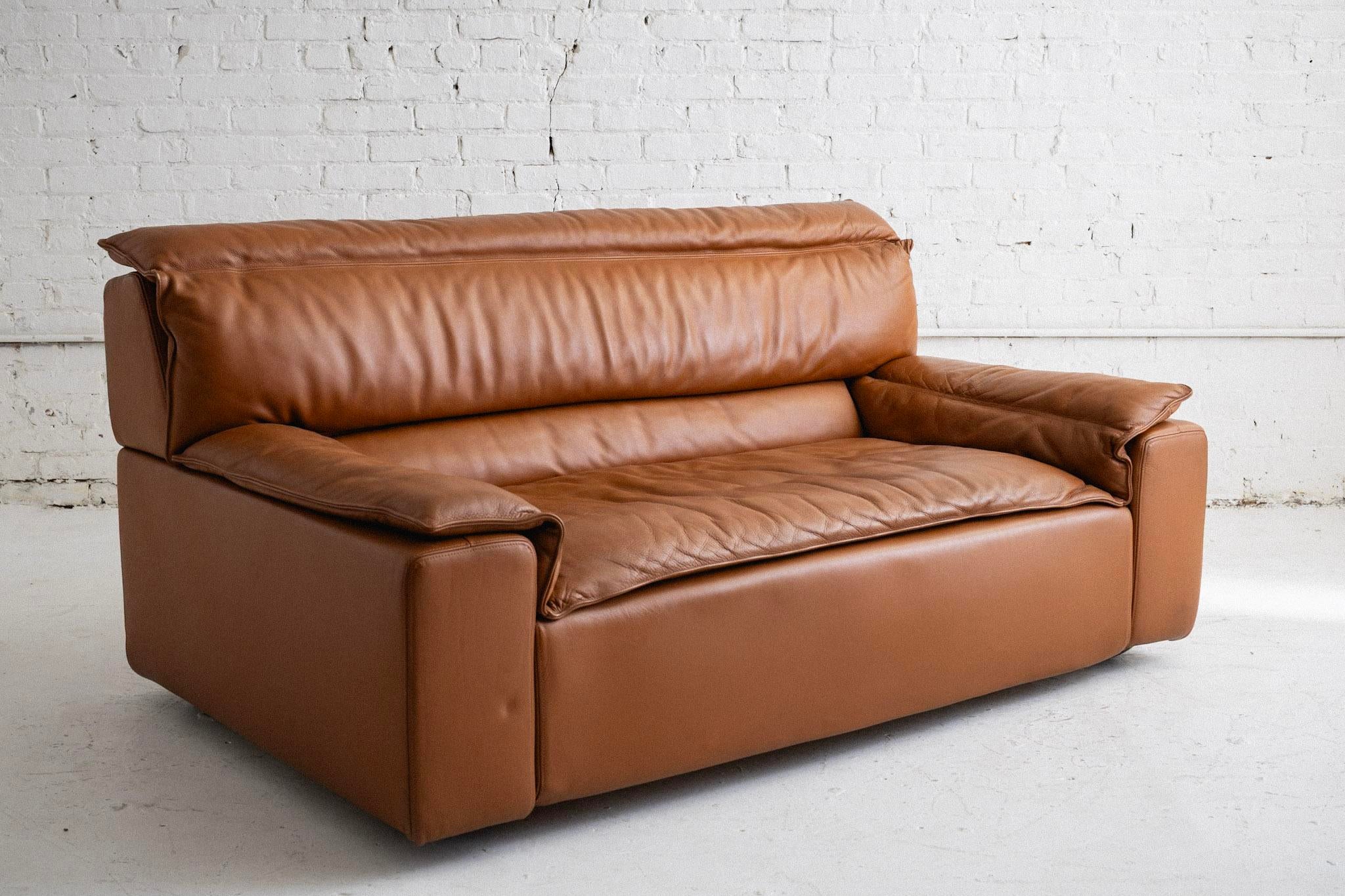 Carlo Bartoli Sofa in Cognac Leather for Rossi Di Albizzate | Chairish