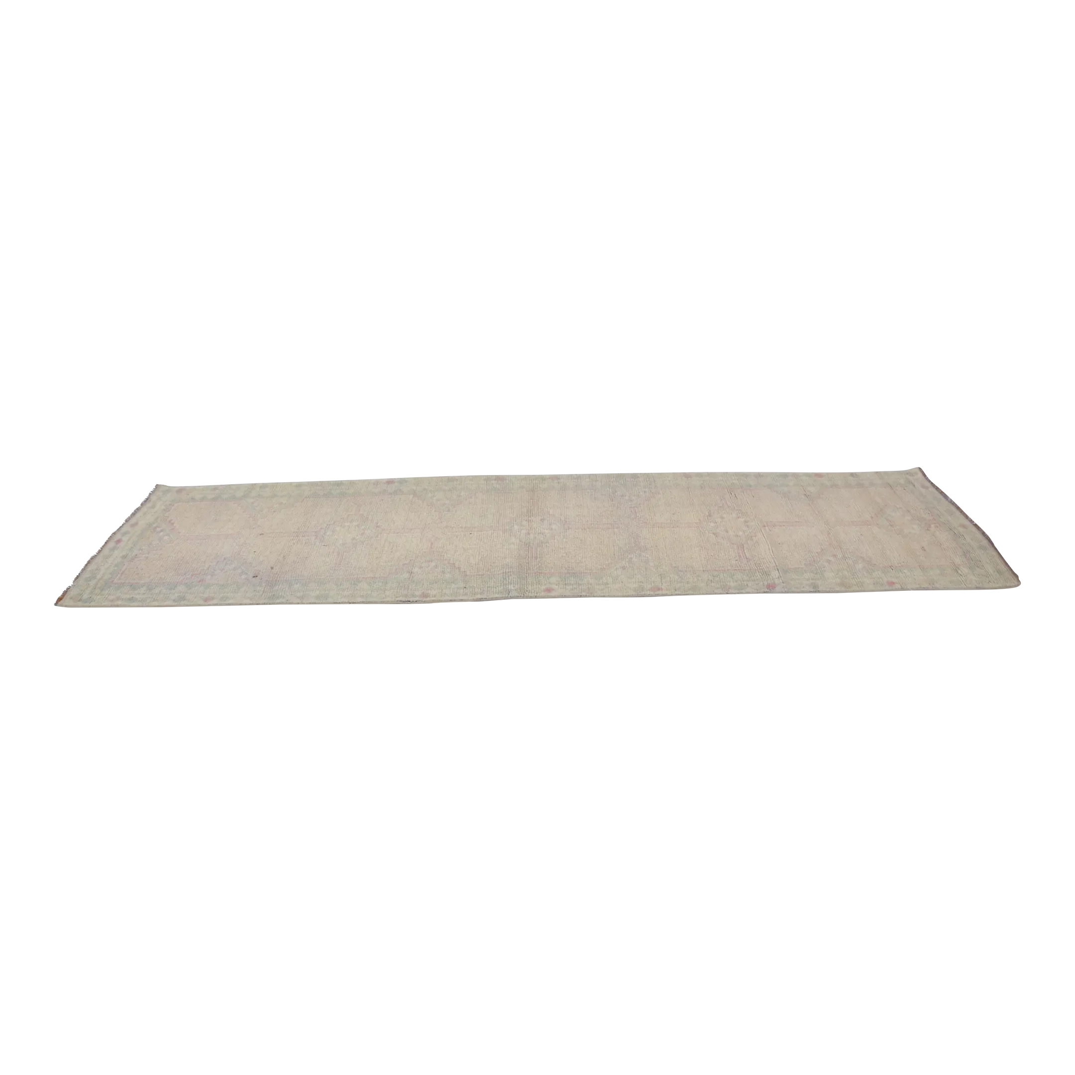 1960s Soft Turkish Vintage Natural Herki Runner Rug | Chairish
