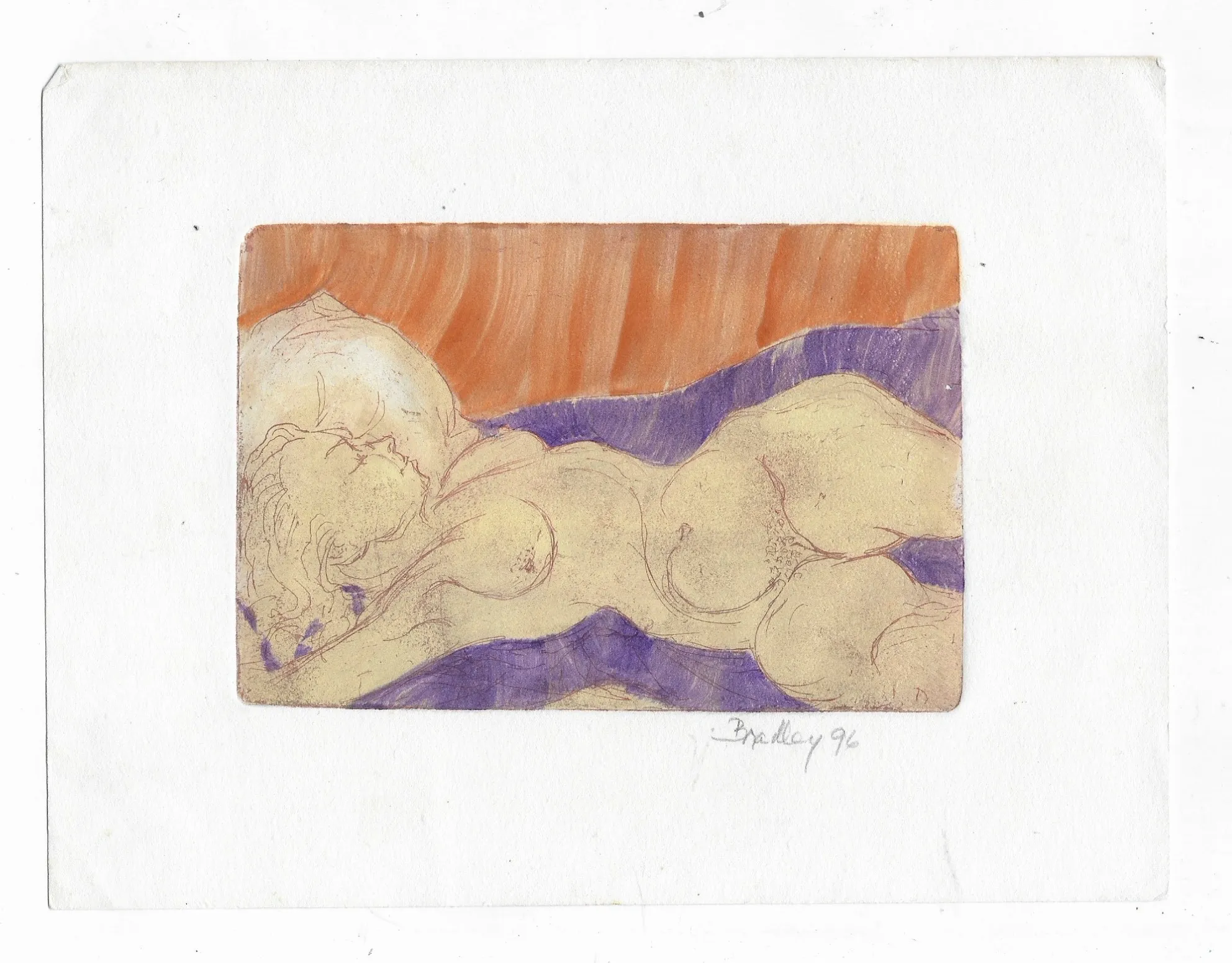 1996 Odalisque Color Etching by John Bradley
