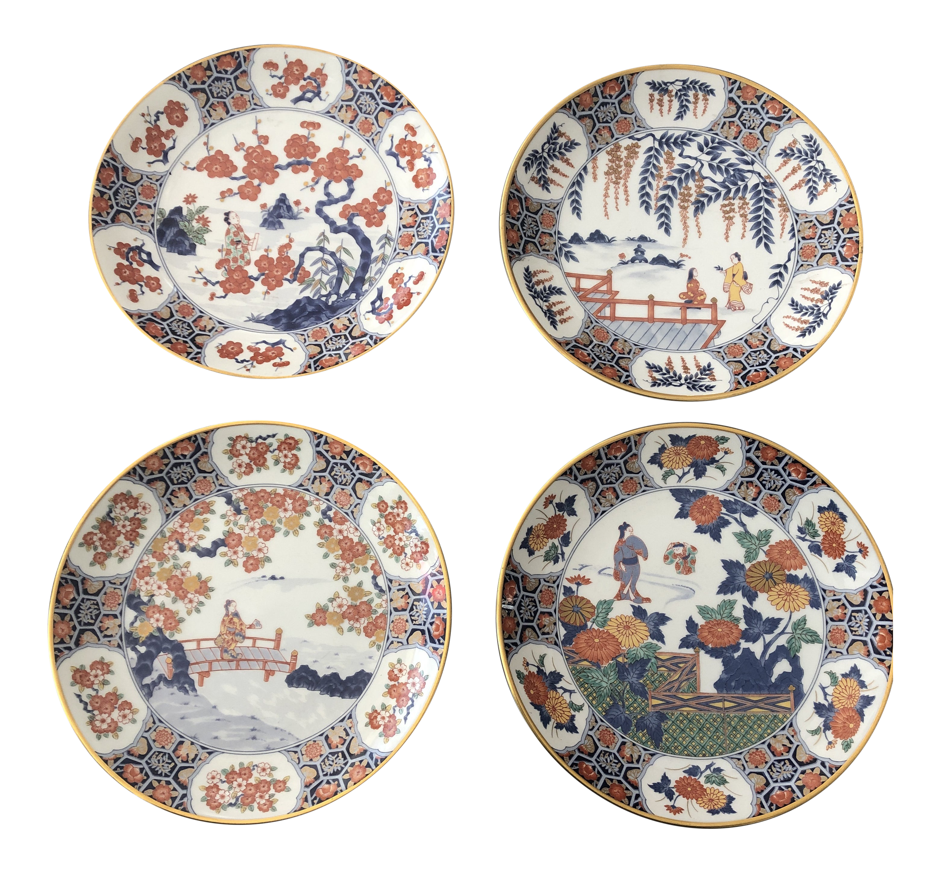 Chinoiserie Porcelain Decorative Plates Set Of 4 Chairish