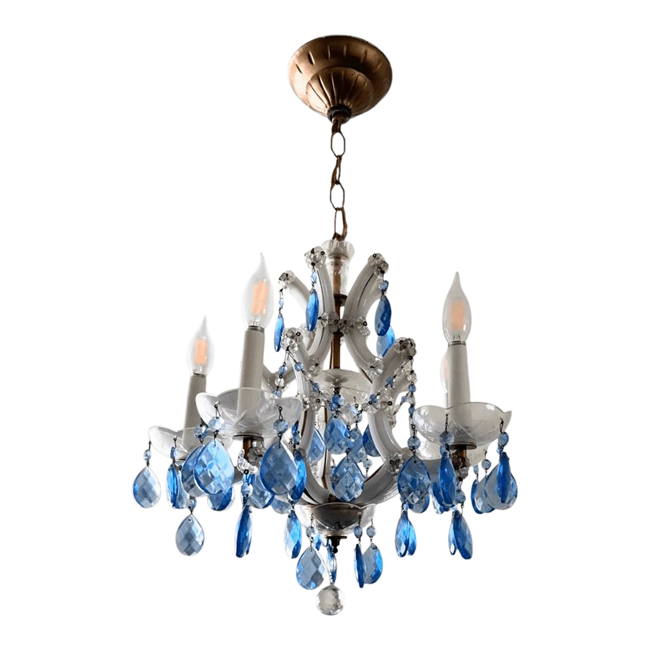 Vintage Italian Romantic Style Floral Decor 4 Arm Chandelier