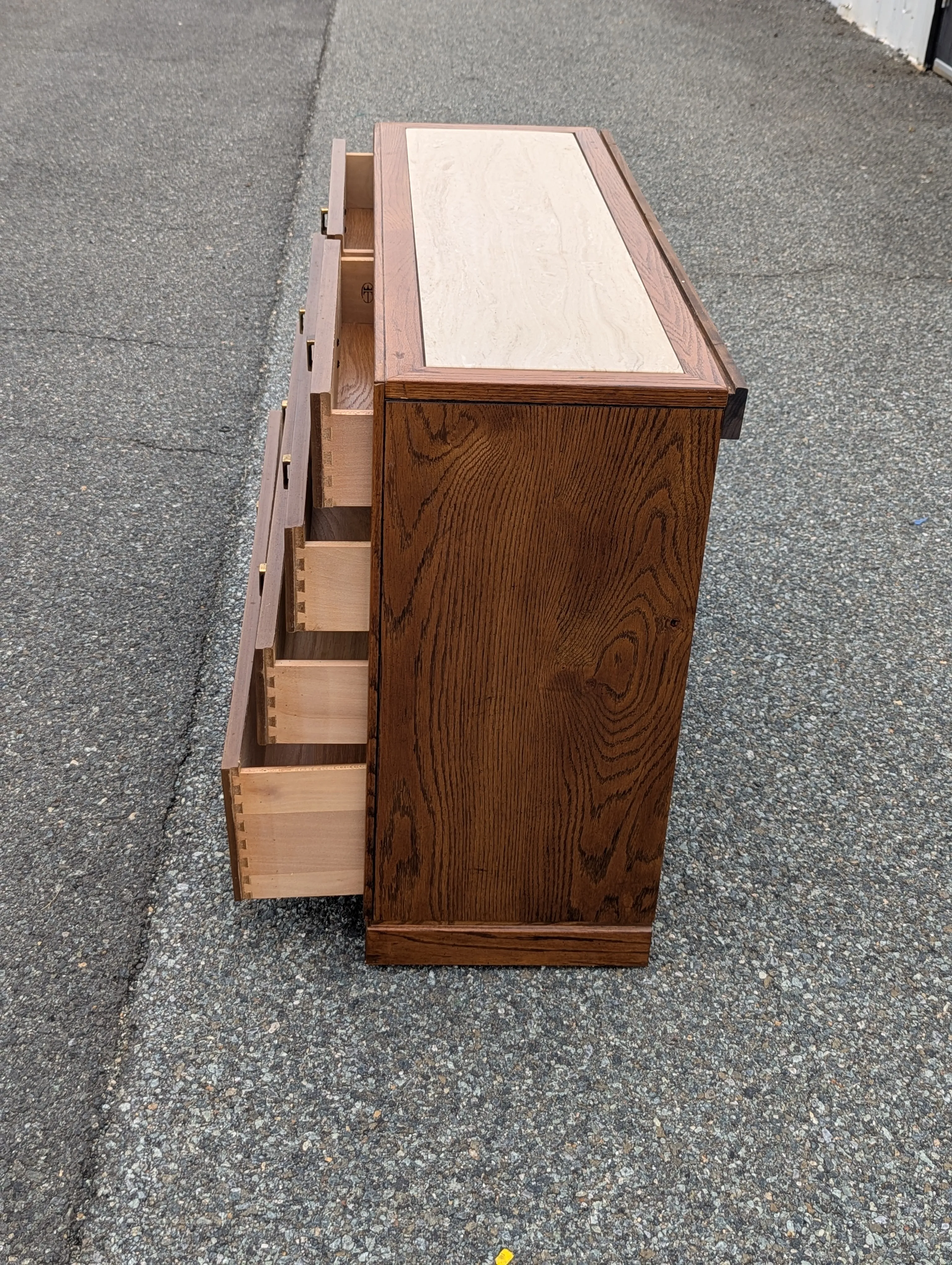 thomasville vintage dresser Midcentury Modern & Mirror, #56169 Rich oak tones Thomasville French Regency Louis XVI