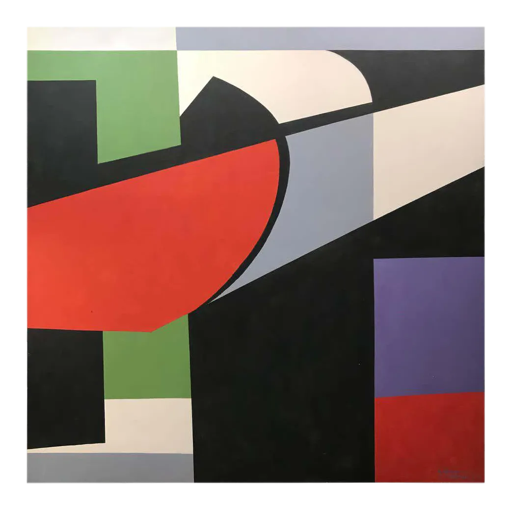 5'3 X 5'3 Hard Edge Painting Signed F. Hartman Chairish